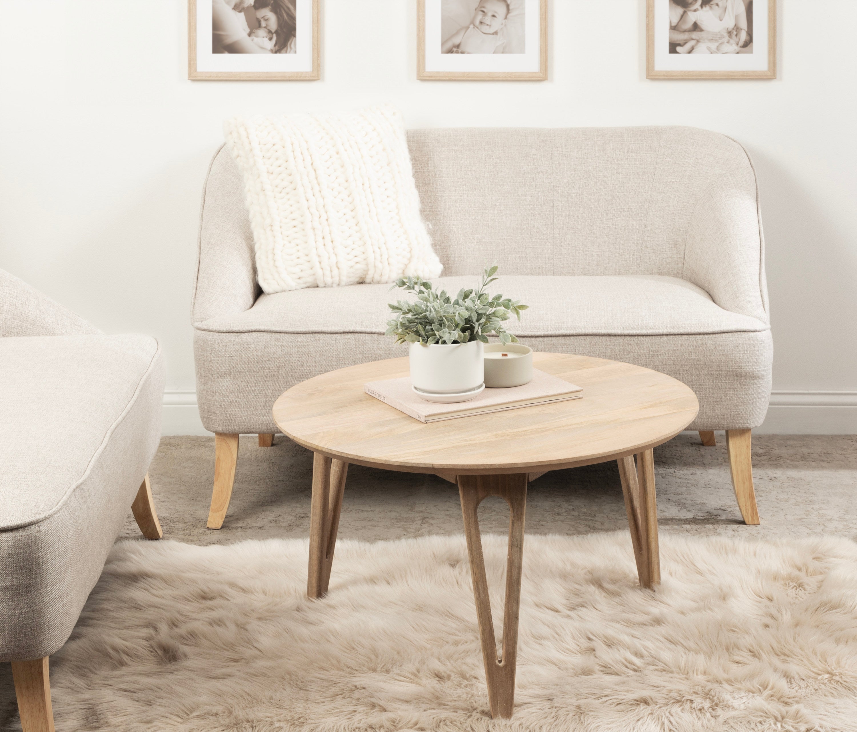 Coffee Table Natural Beige 30x30x19 6