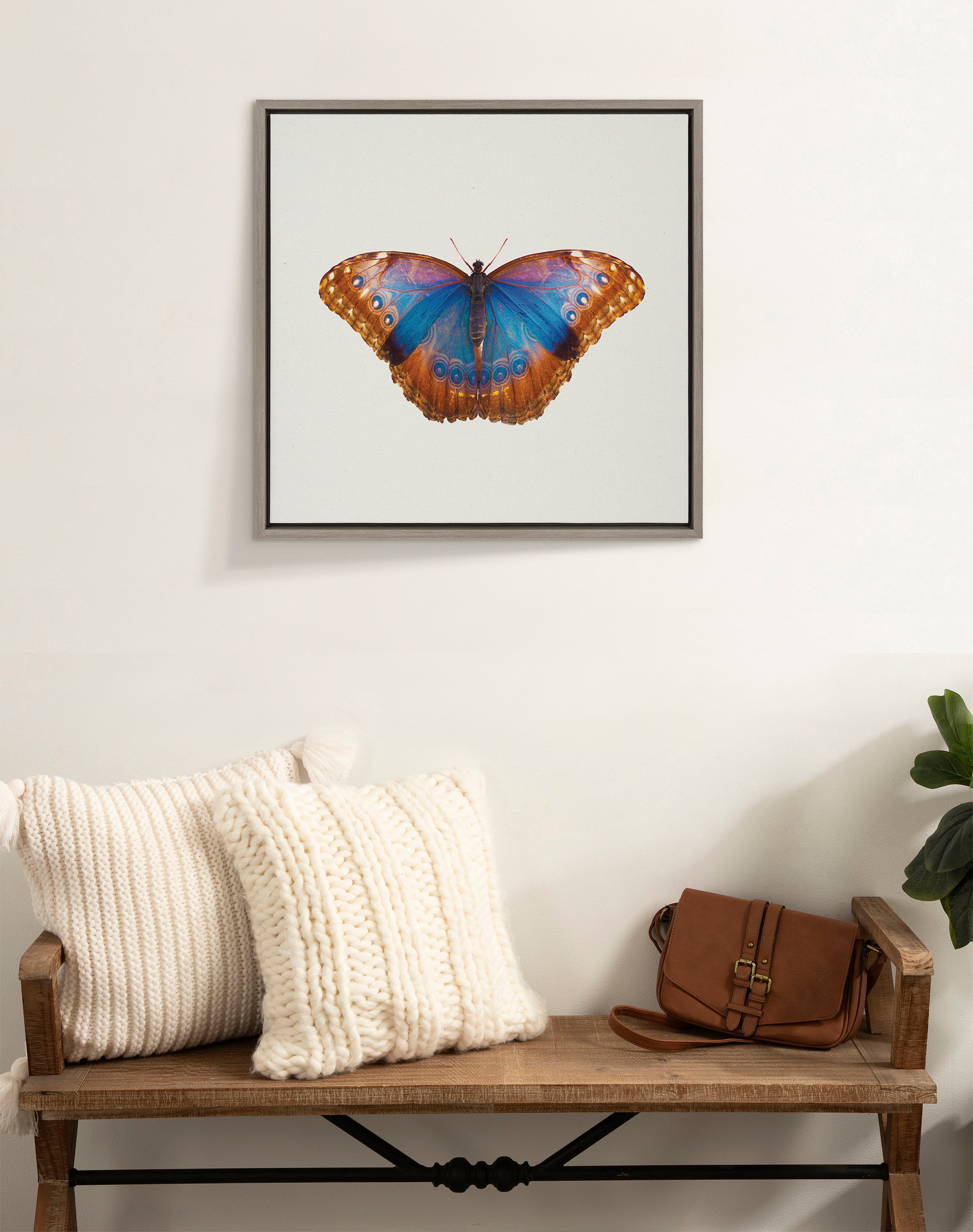 Sylvie Coppertop Butterfly Framed Canvas by Robert Cadloff of Bomobob