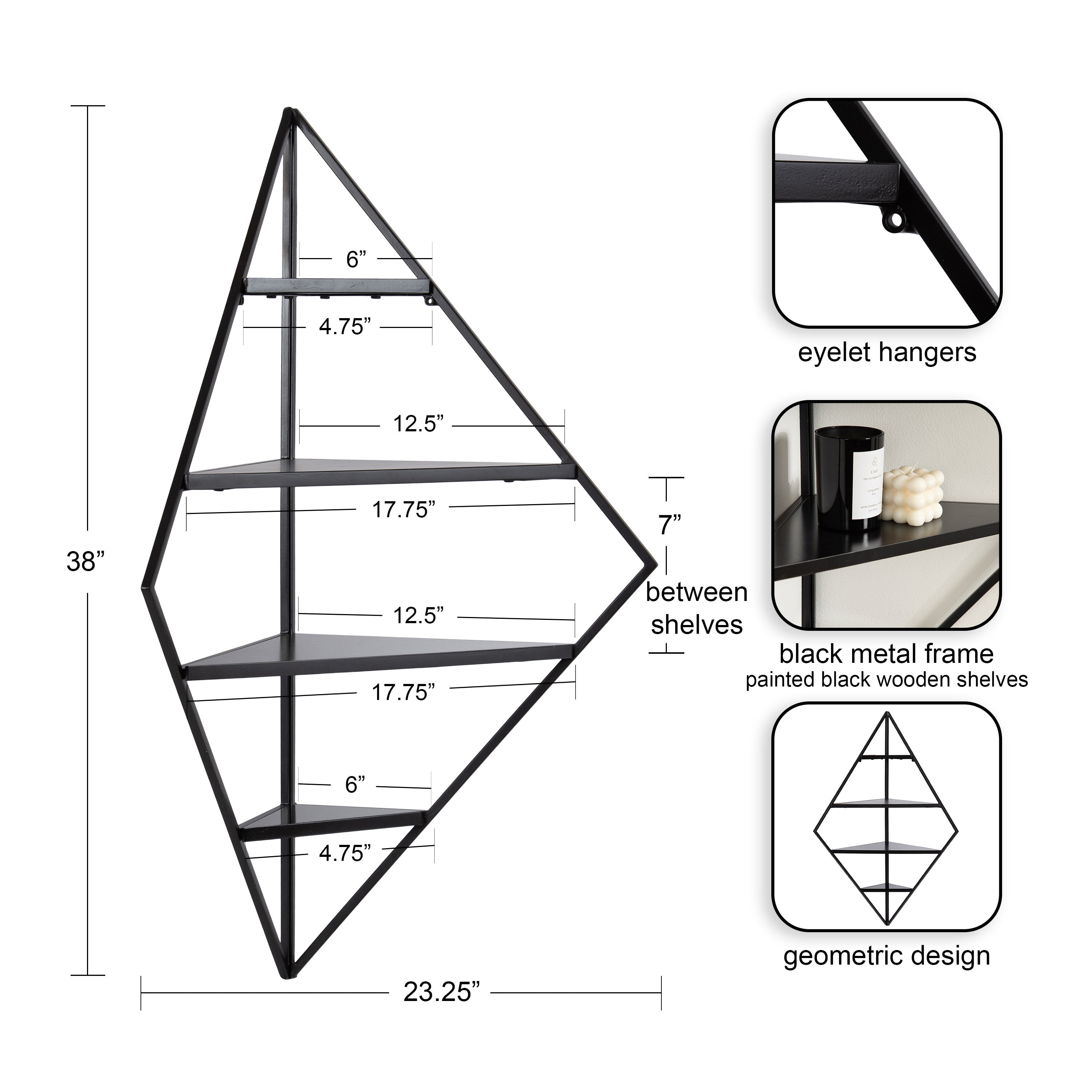 Accent Shelf Black 24x17x38 2