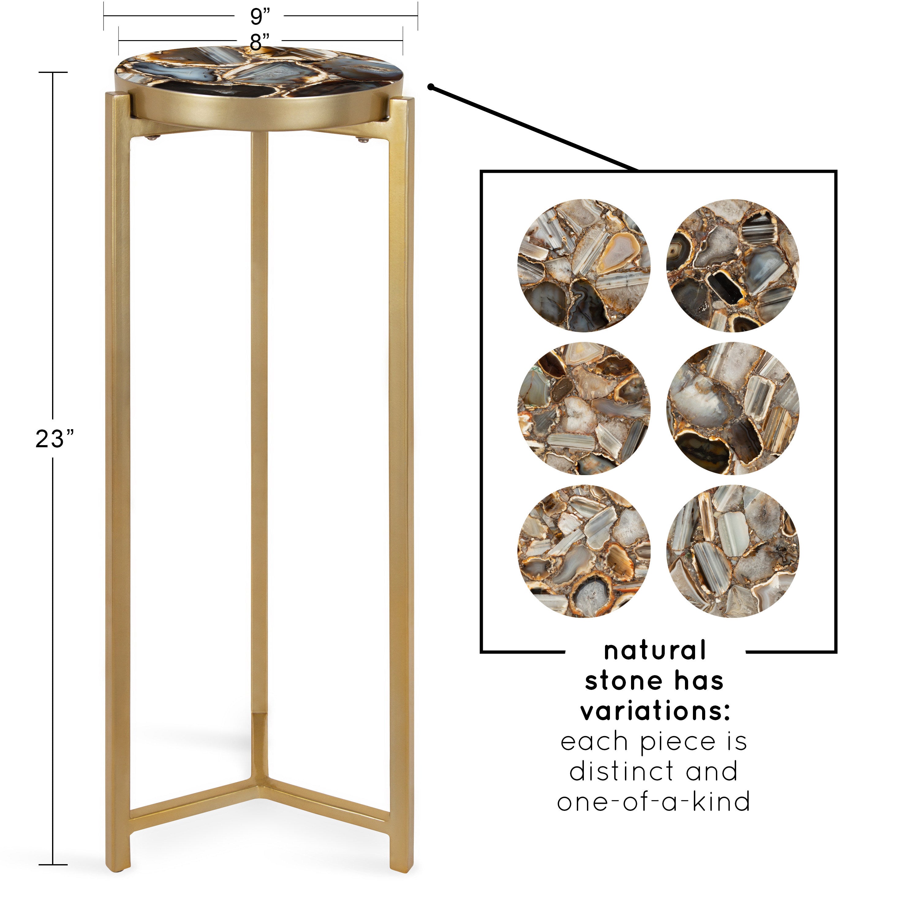 Drink Table Black Gold 9x9x23 2