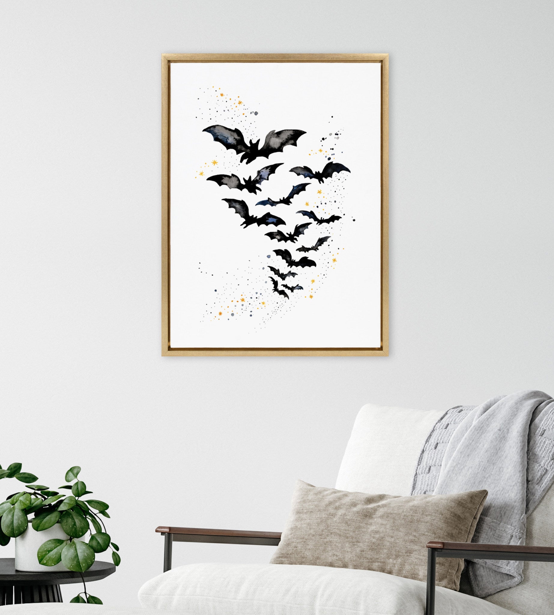 Sylvie Goth Bats Framed Canvas by Viola Kreczmer