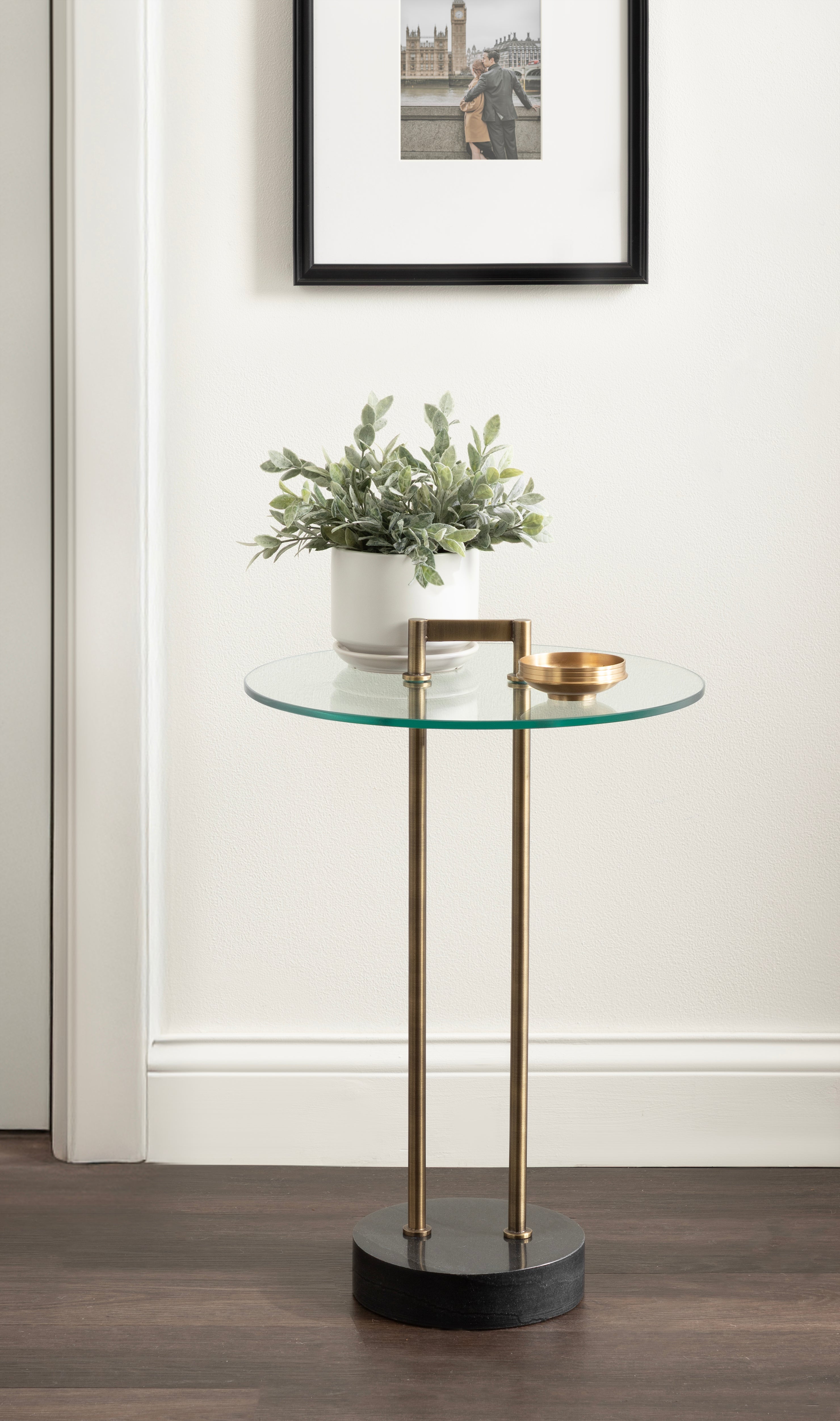 Side Table Clear Gold 16x16x24 7