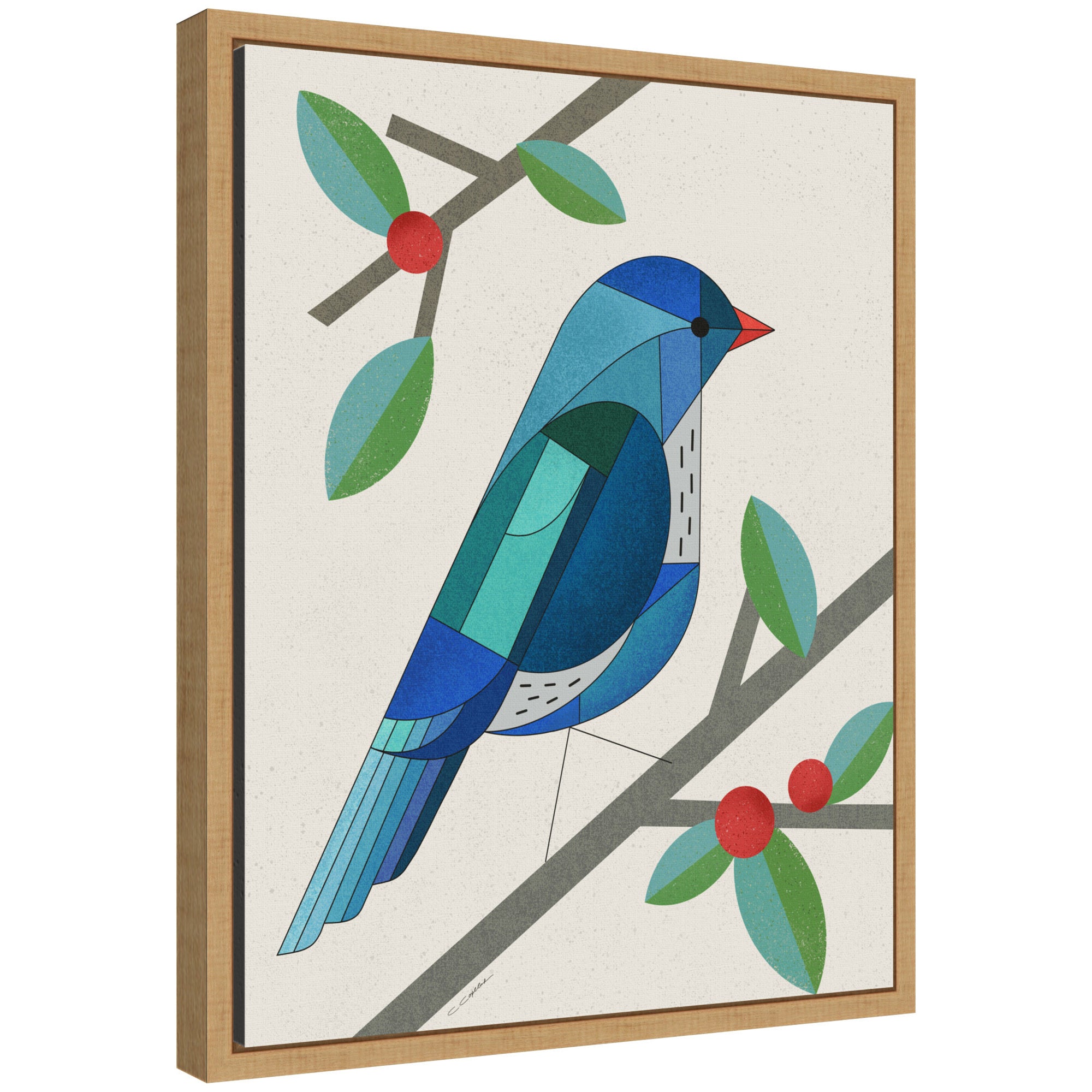 Sylvie MCM Bluebird Framed Canvas by Carey Copeland