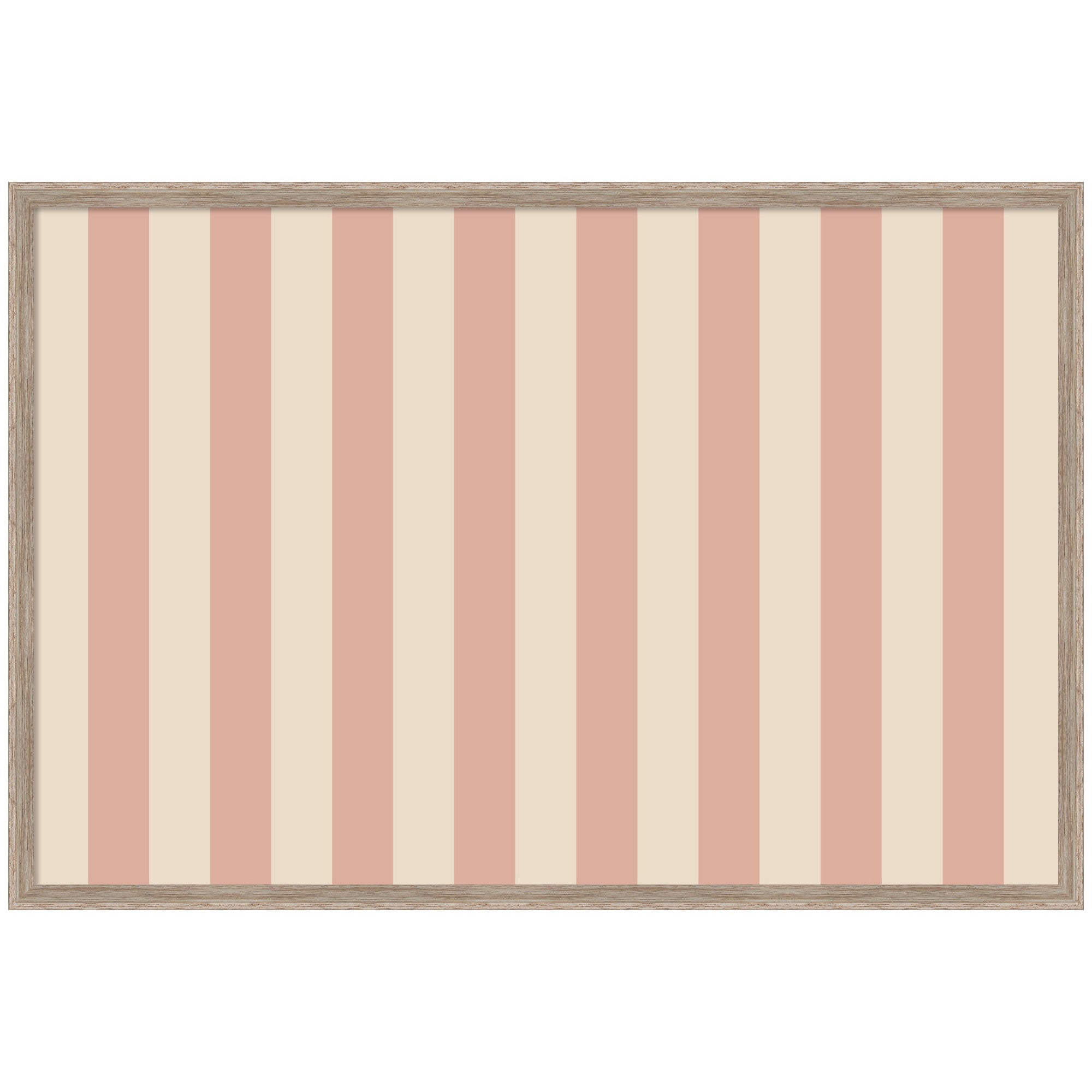 Framed Fabric Pinboard Wide Stripes Pink Wall Organization