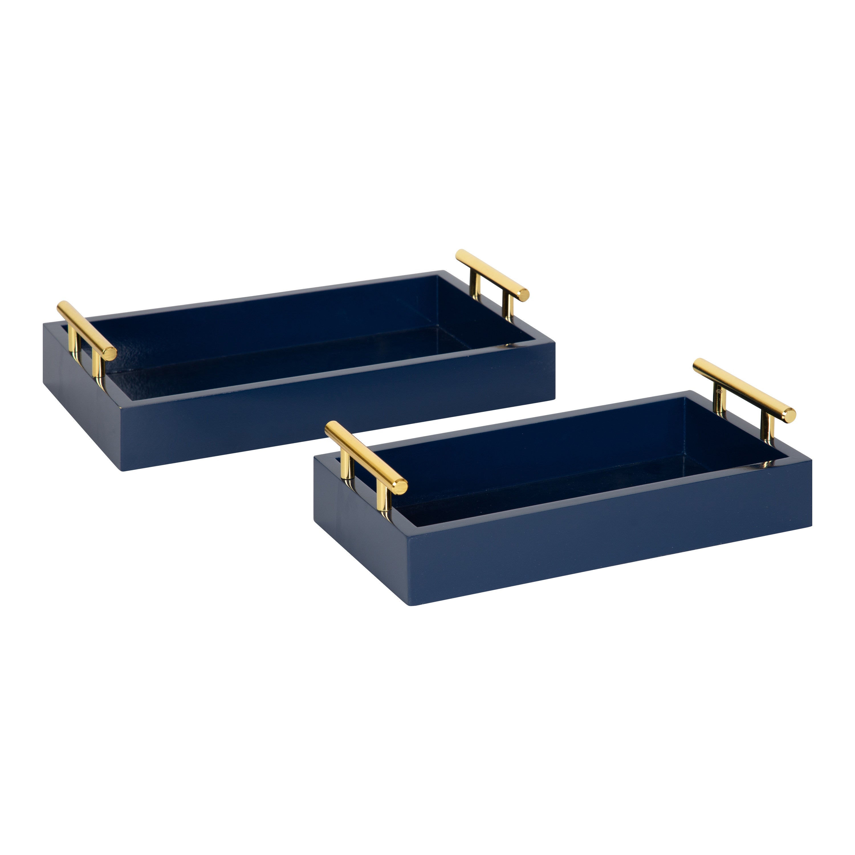 Tray Set Navy Blue Gold 2 Piece 1