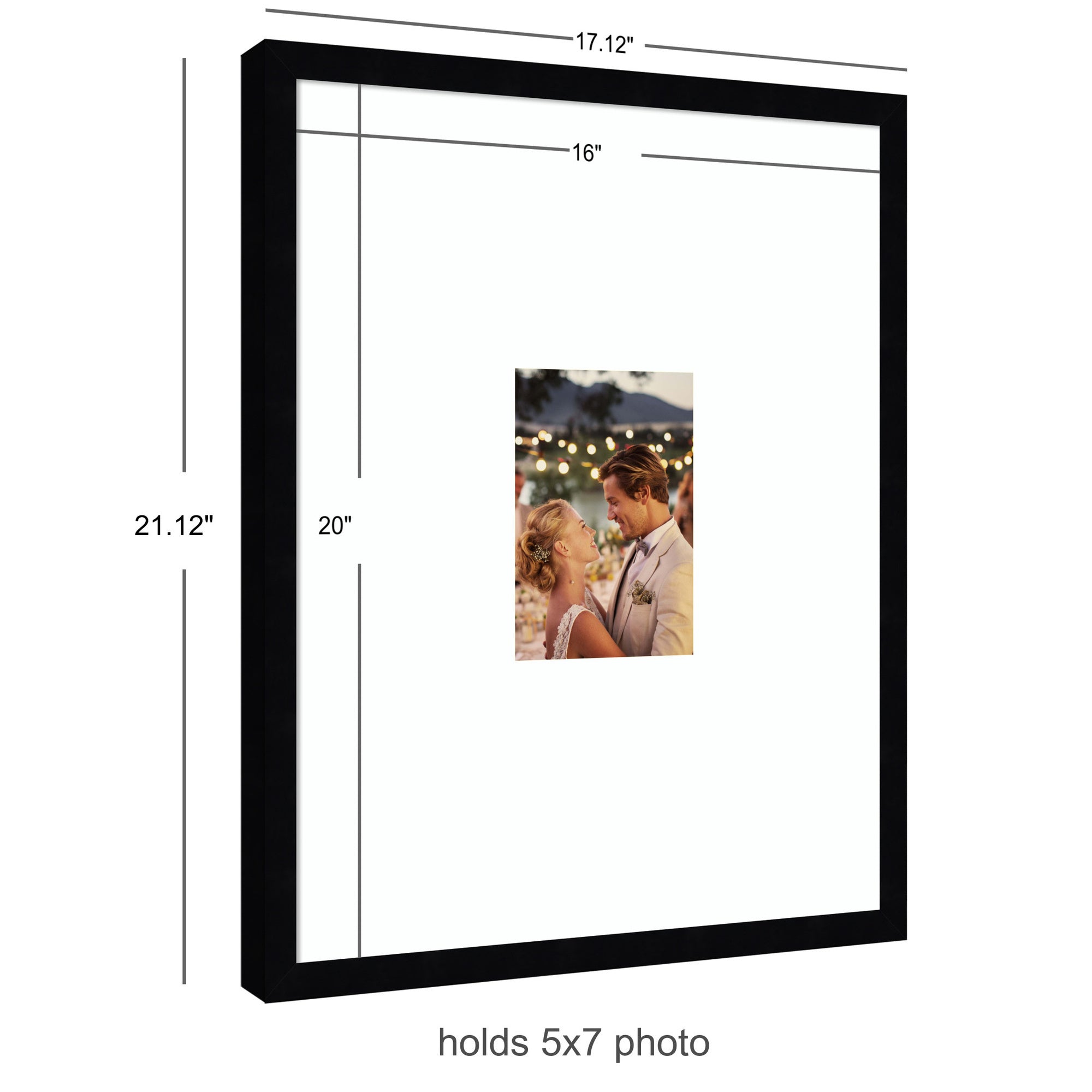 Wall Frame Svelte Noir Black 16x20 matted to 5x7 2