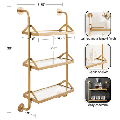 Accent Shelf Gold 18x6x30 2