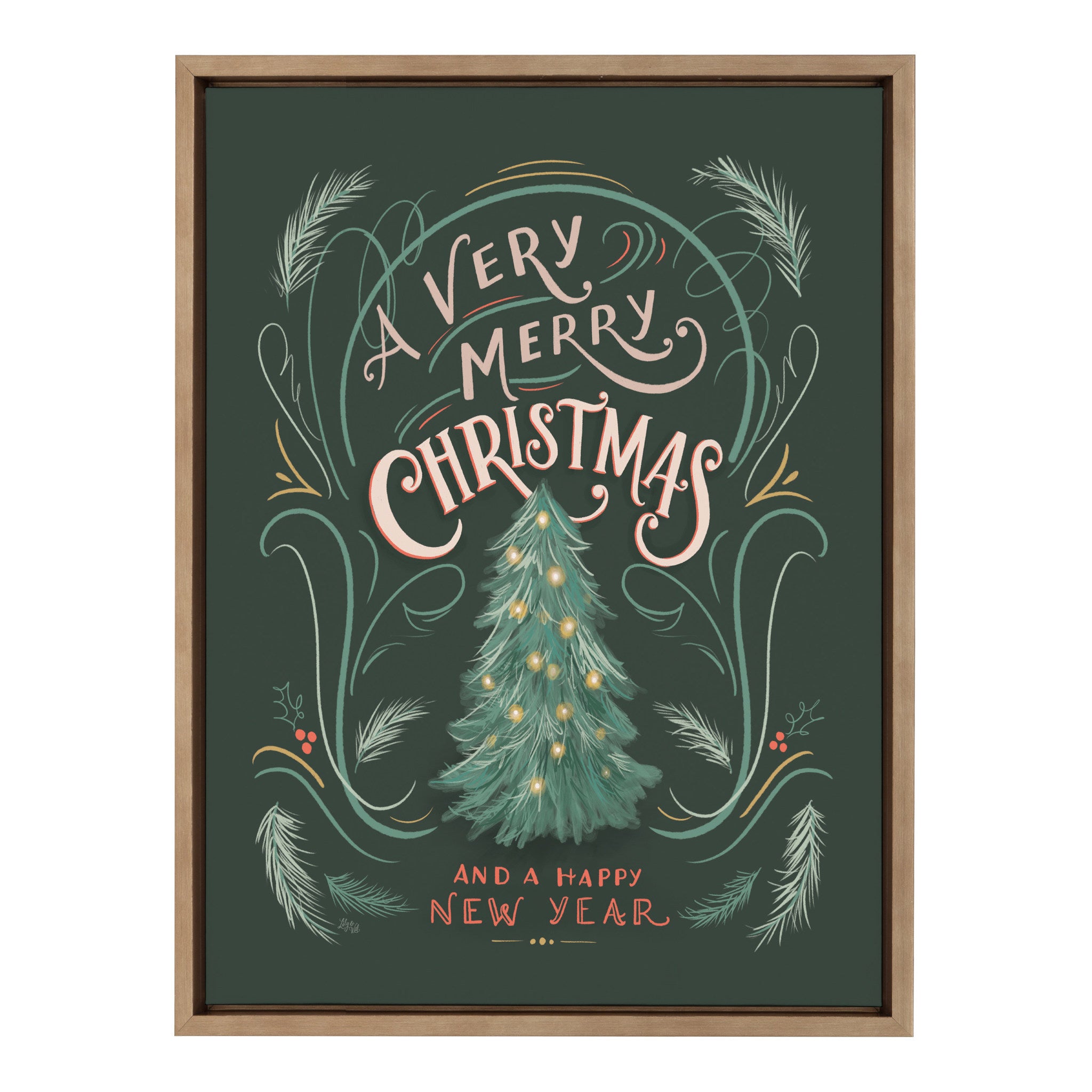 Sylvie A Very Merry Christmas Framed Canvas by Valerie McKeehan of Lily and Val