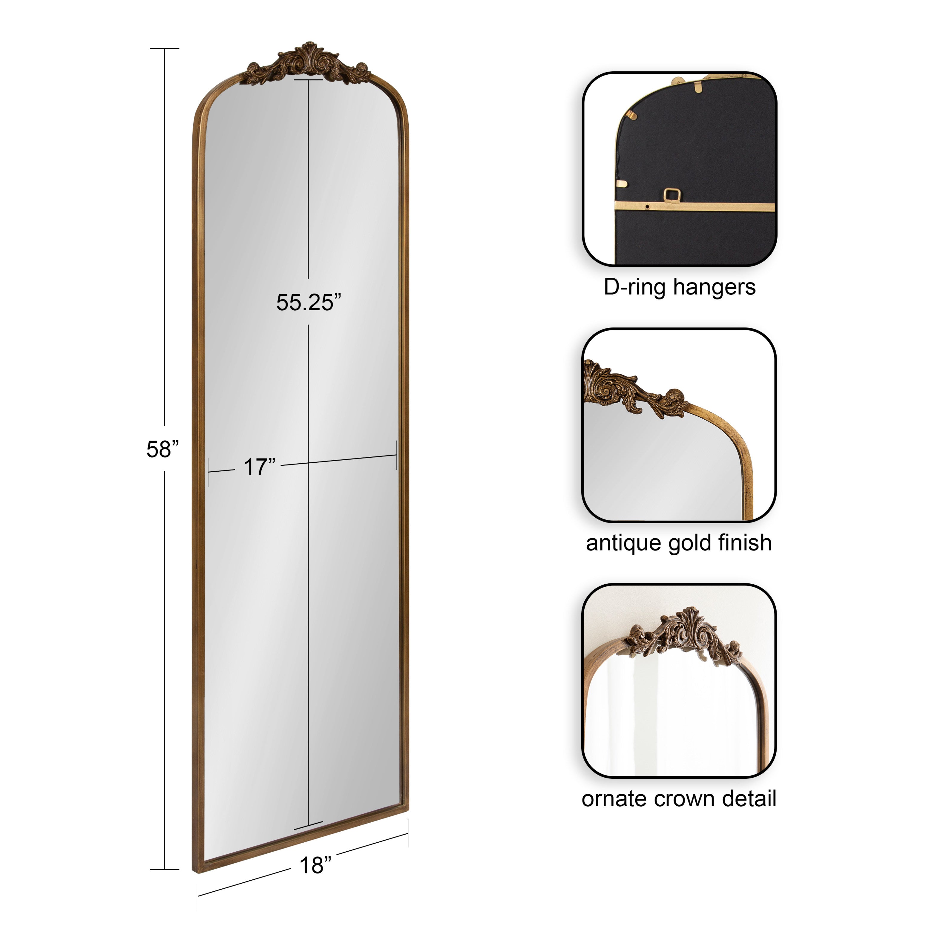 Full Length Mirror 18x58 Gold 2