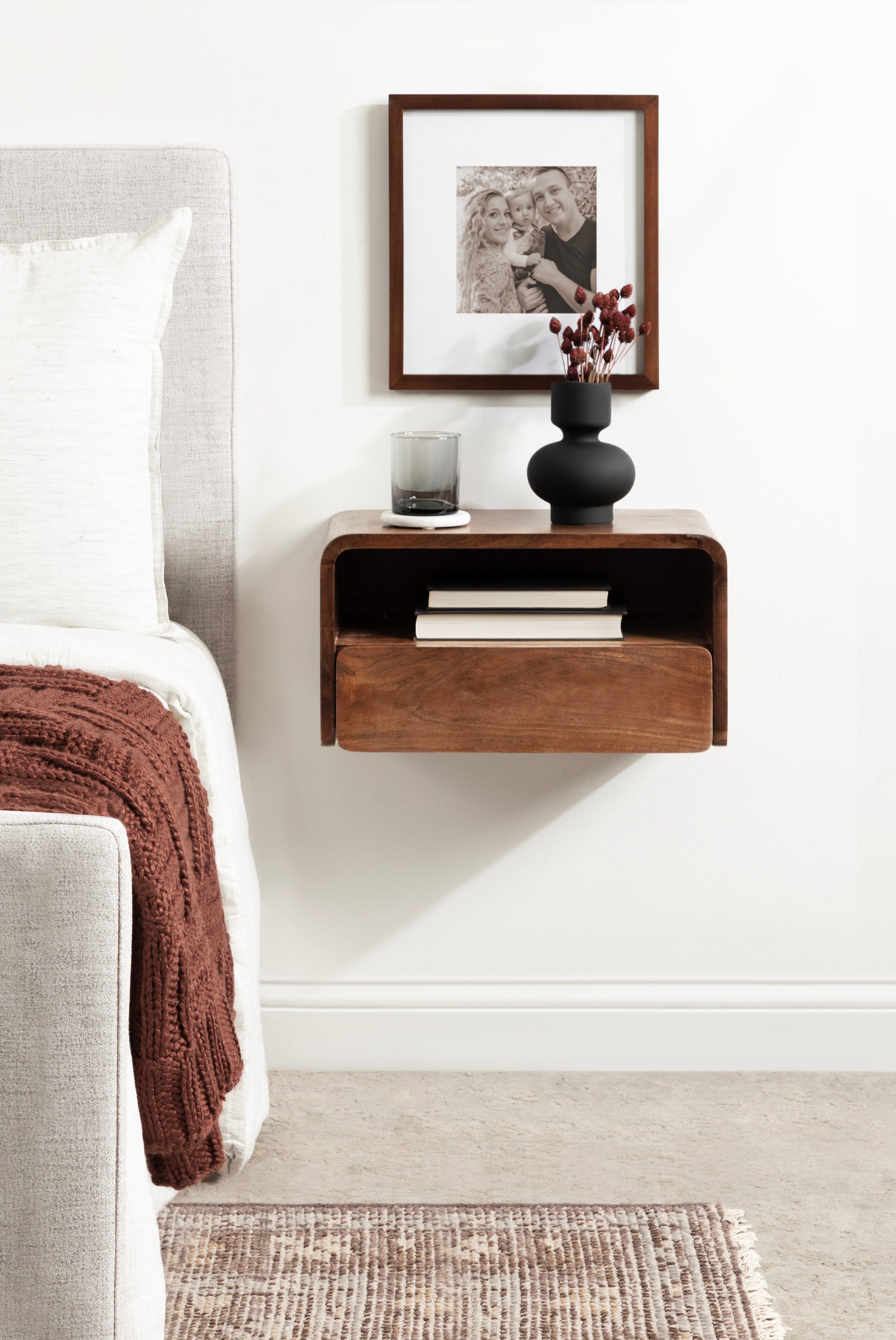 Floating Side Table Walnut Brown 18x10x9 8