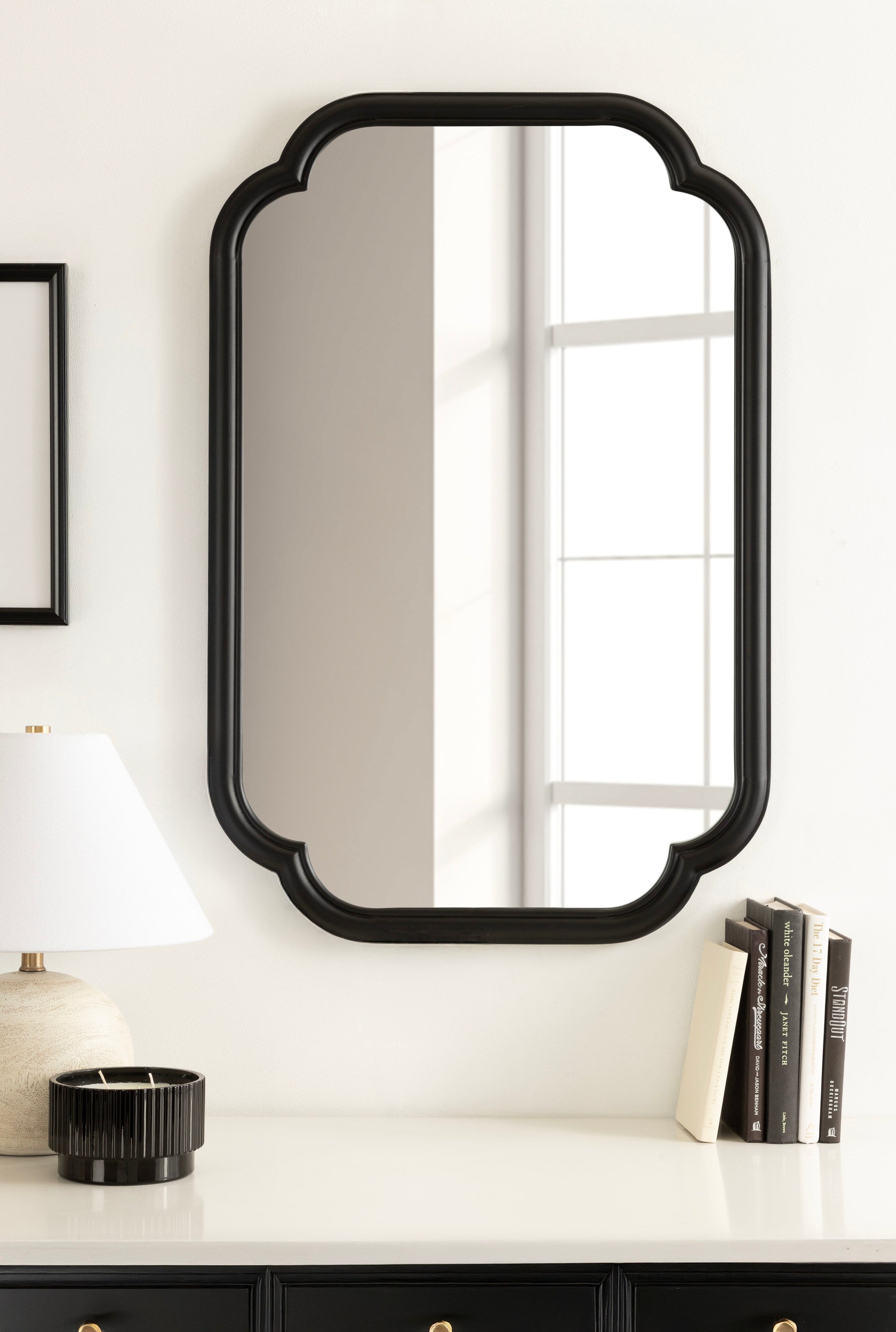 Scallop Mirror Black 24x36 6