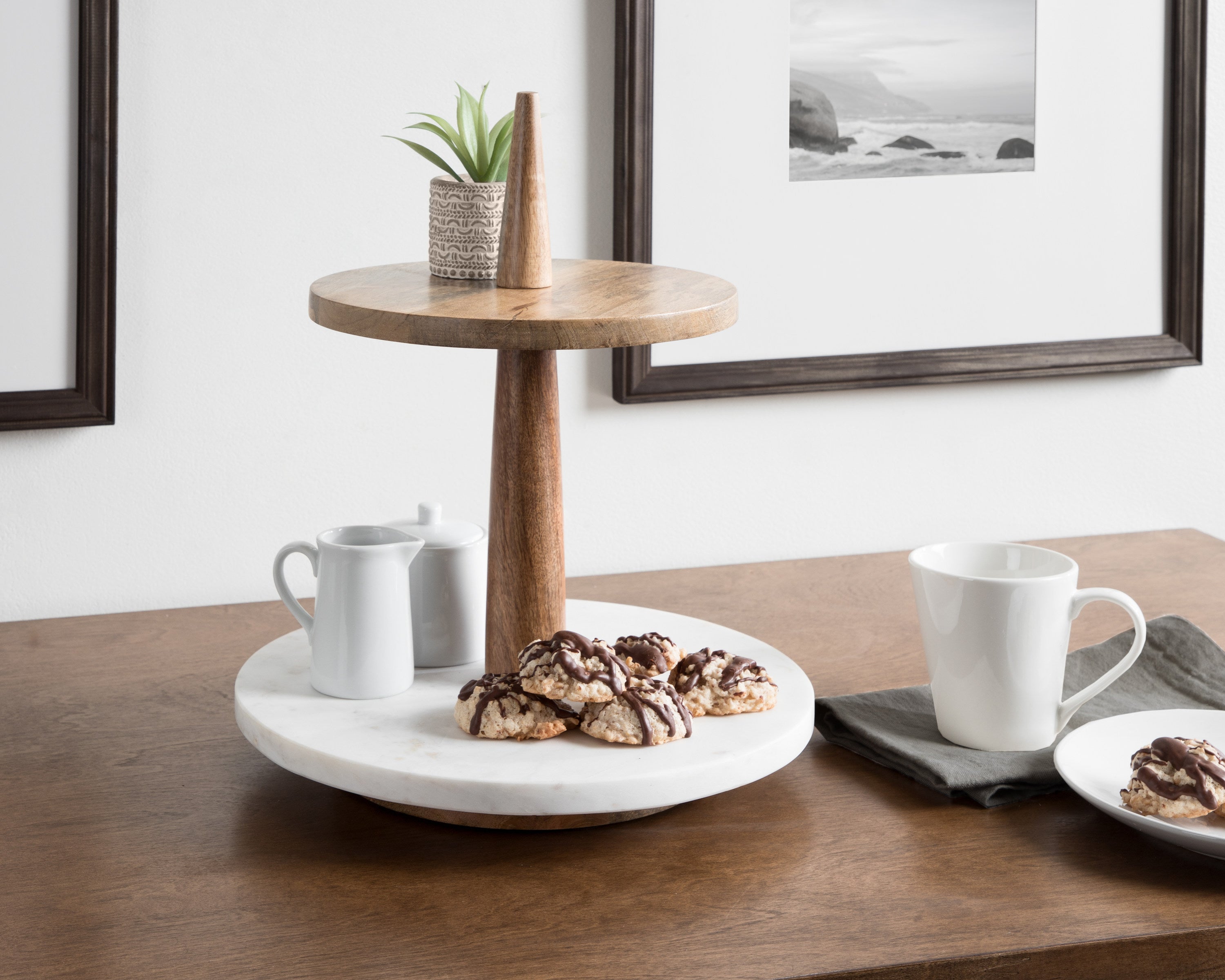 Serving Tray White Natural 12x12x15 6