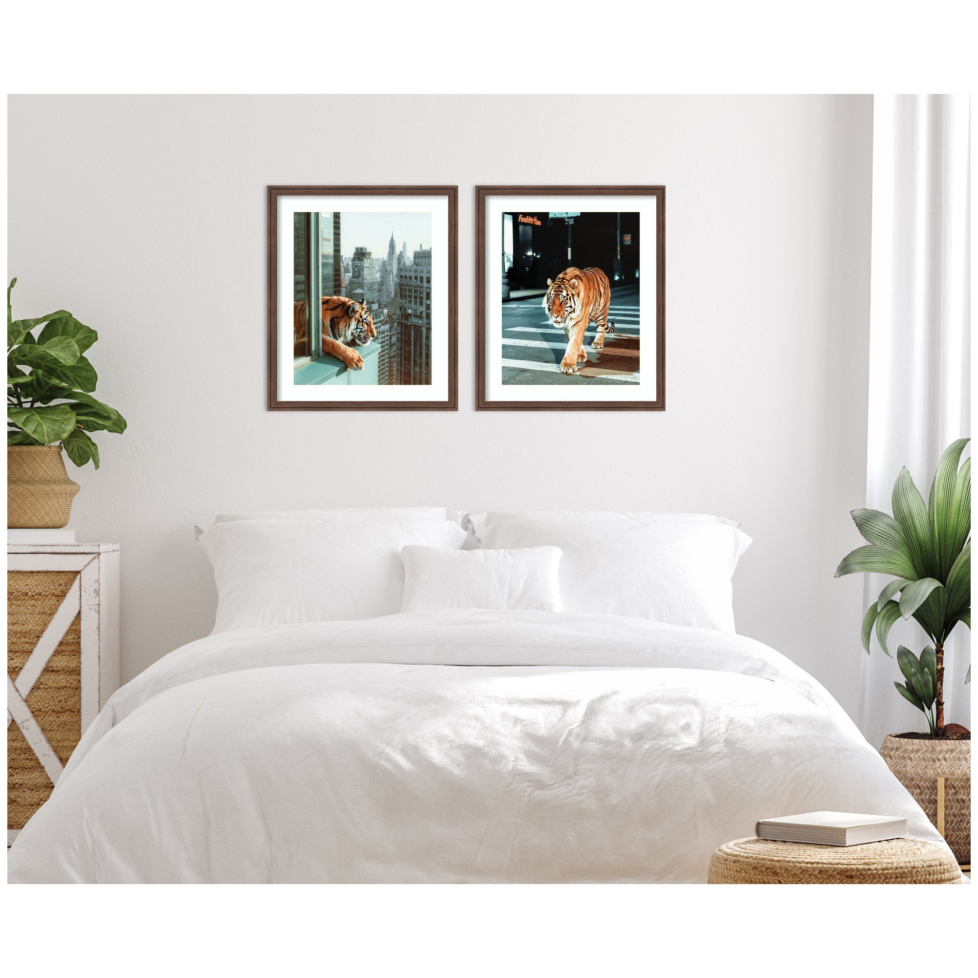 Urban Tiger City 2 Piece Framed Wall Art Print Set by Michael Schauer