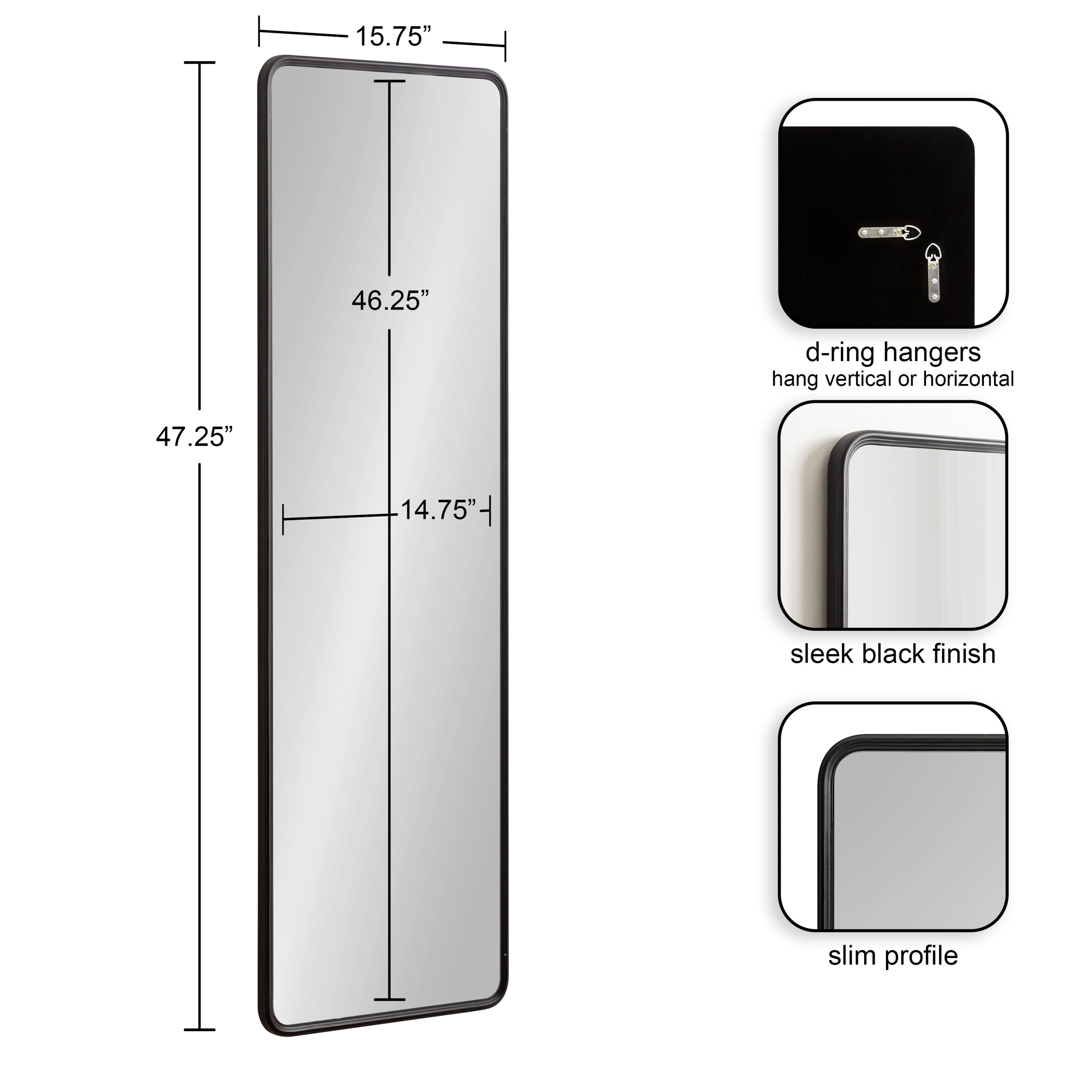 Full Length Mirror Black 16x48 2