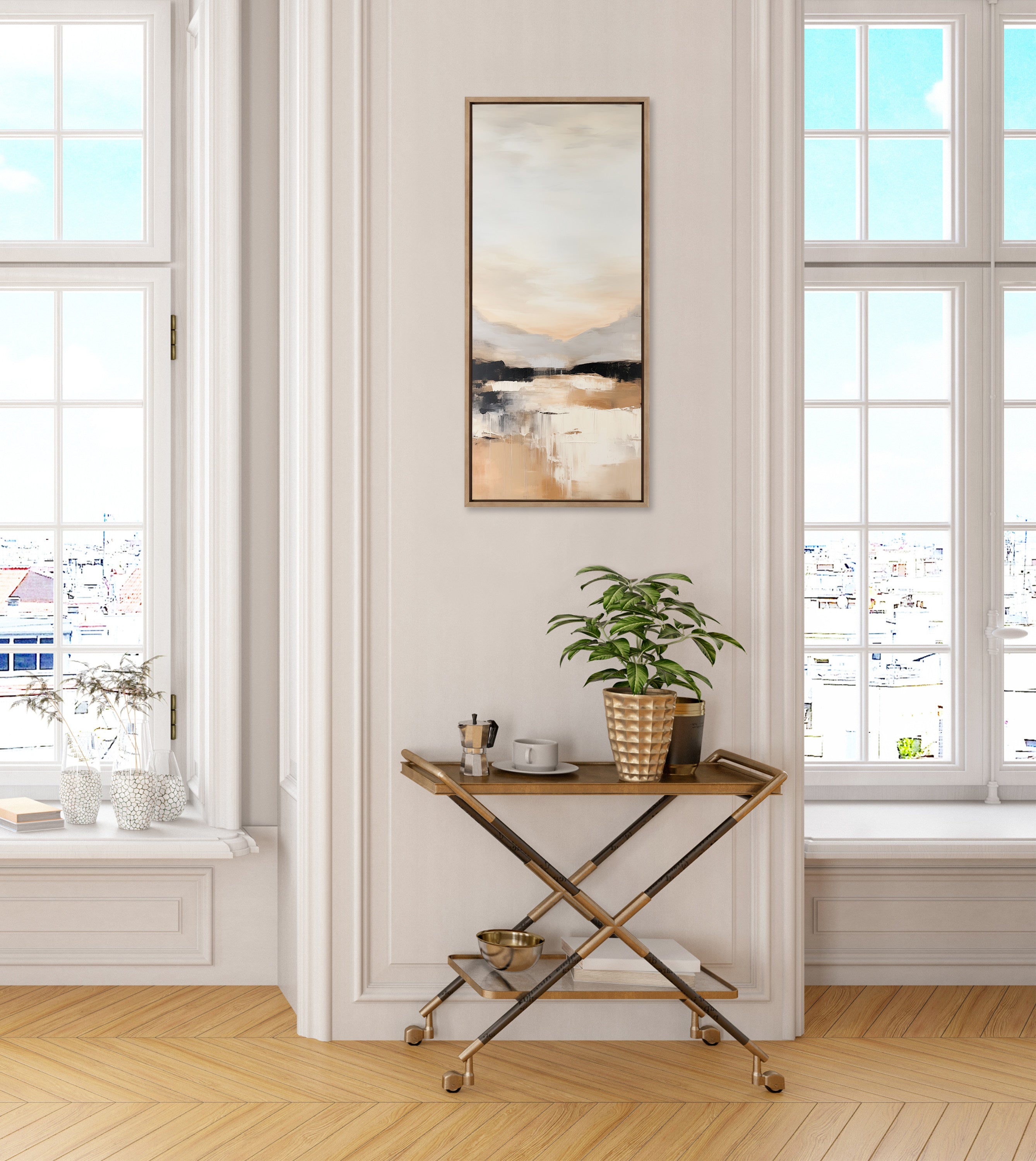 Framed Canvas Sylvie Dark Gold 18x40 4