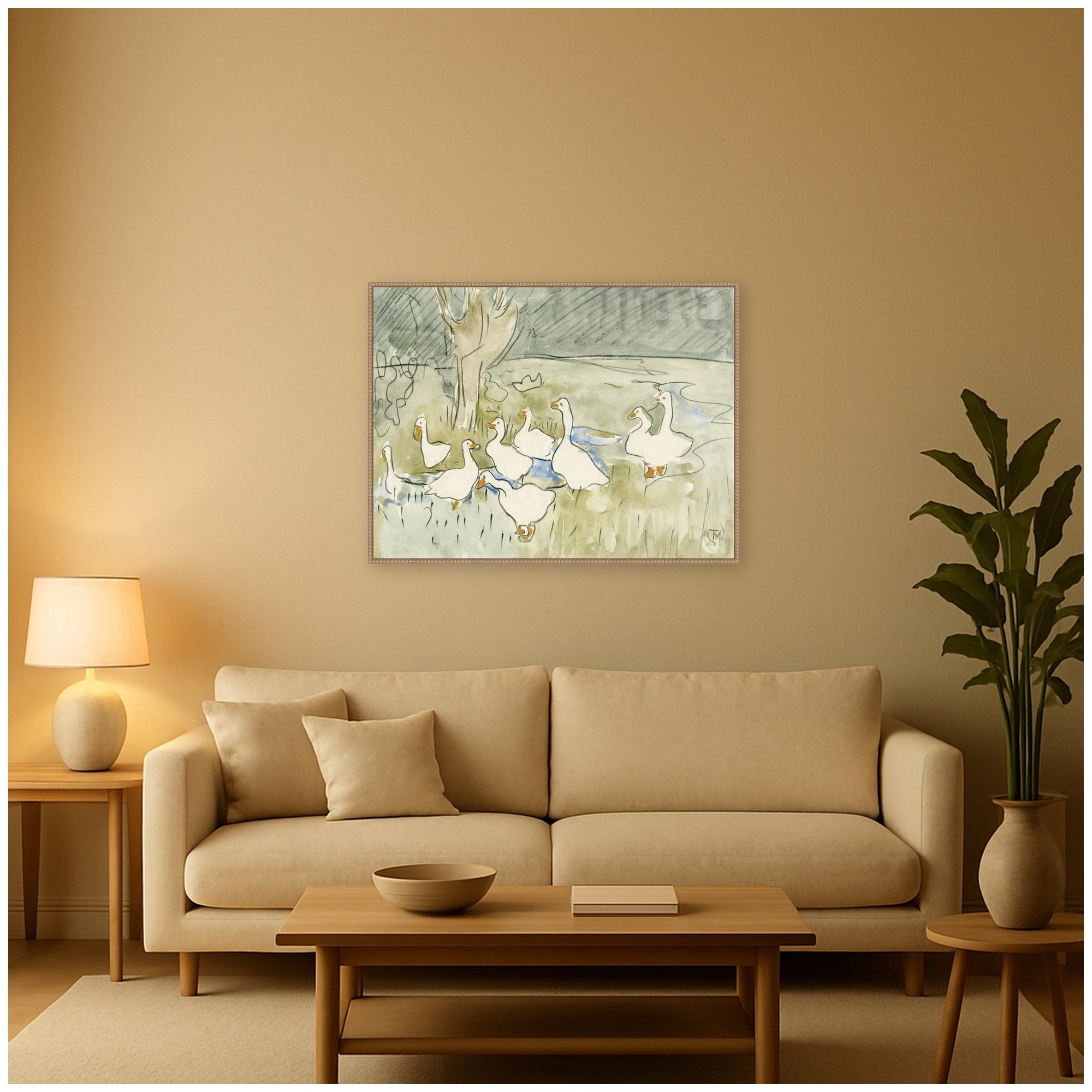 Ducks 1917 Theo van Hoytema by Nostalgia Prints Framed Canvas Wall Art Print