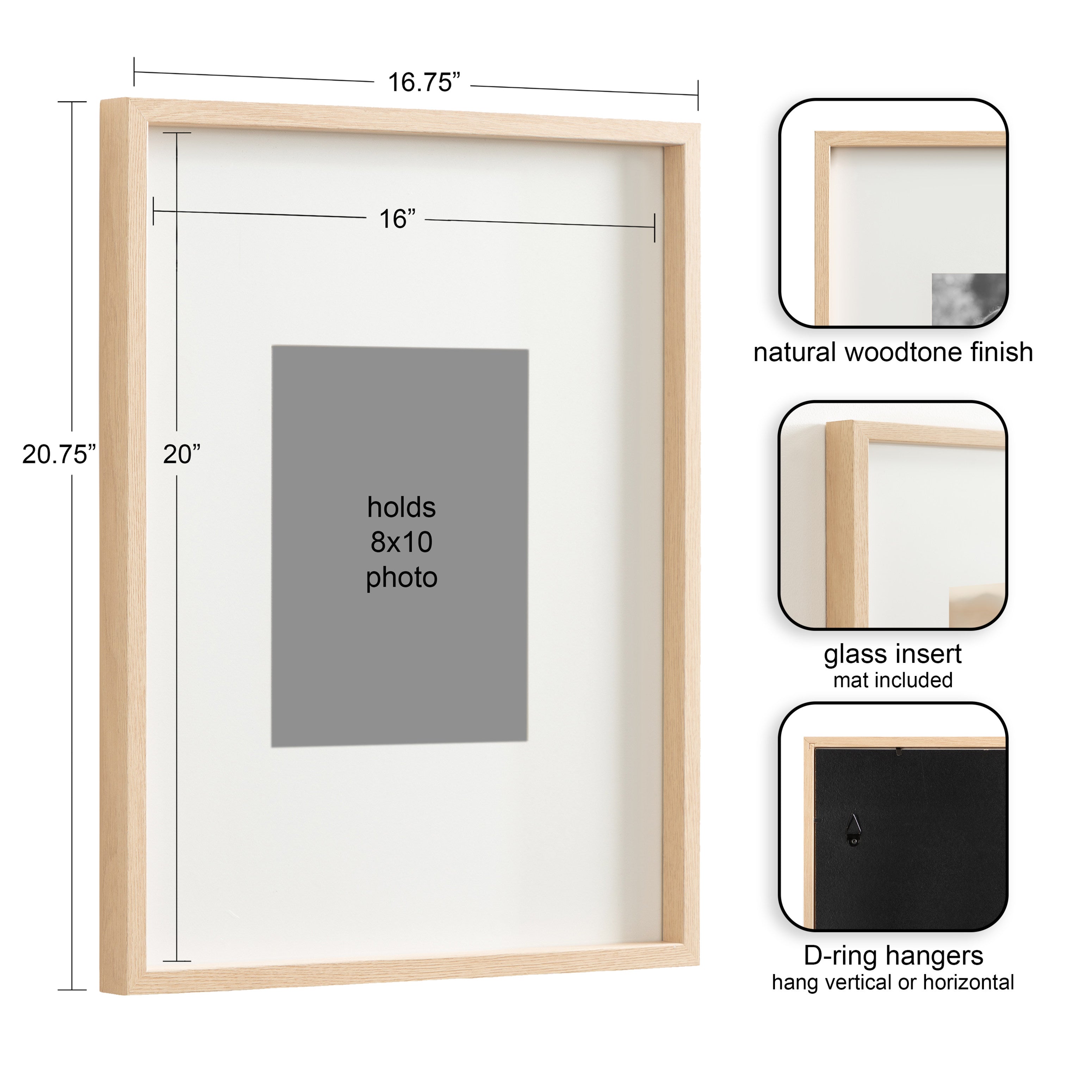 Wall Frame 16x20 matted to 8x10 Natural 2