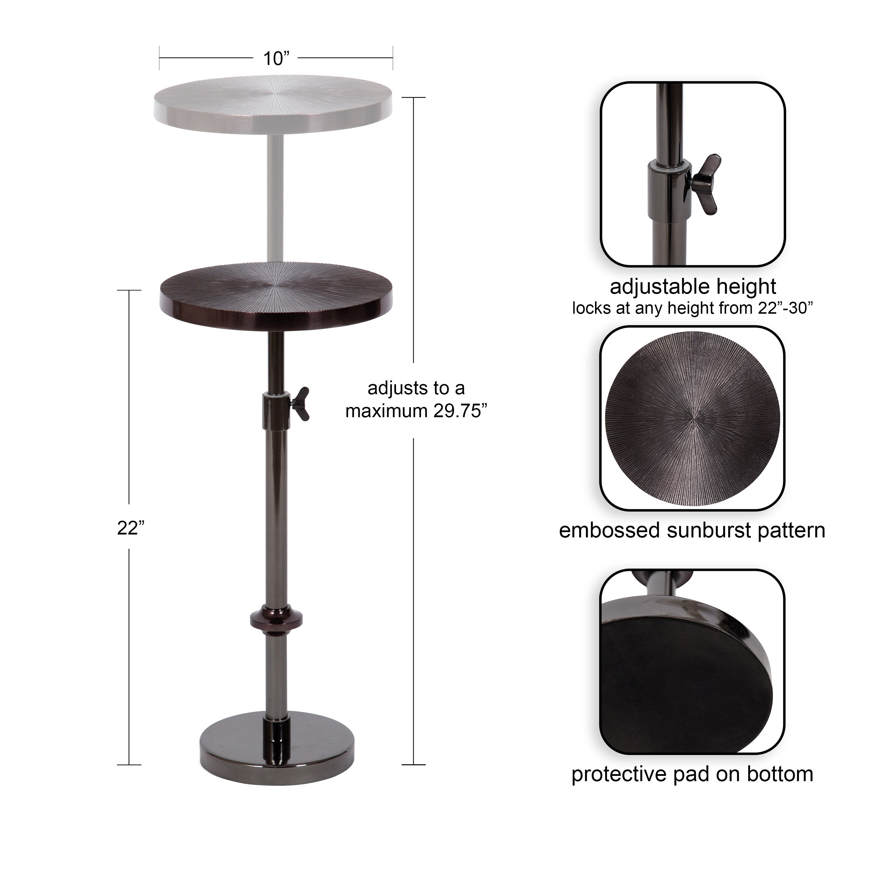 Drink Table Pewter 10x10x30 2