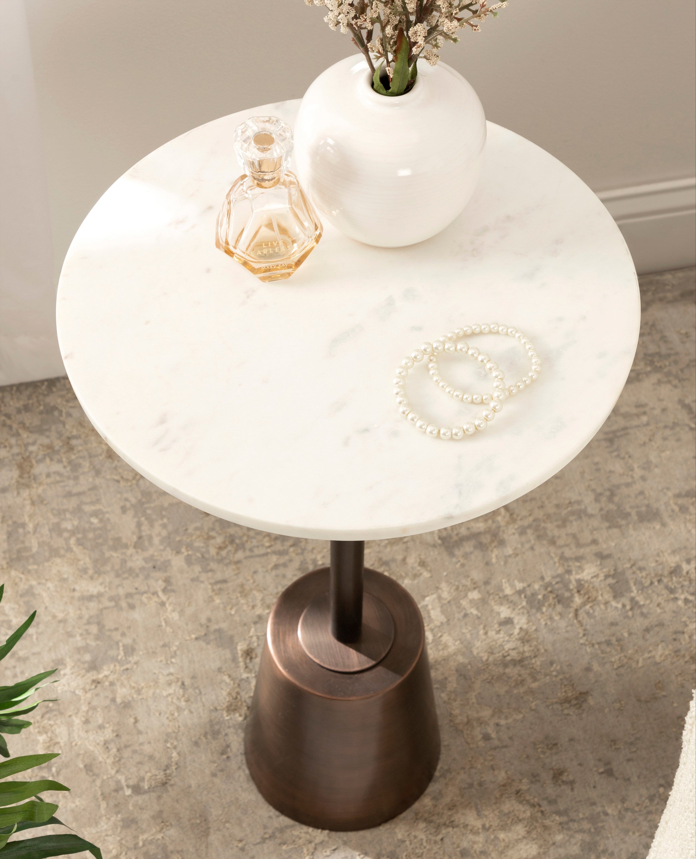 Side Table White Bronze 14x14x24 7