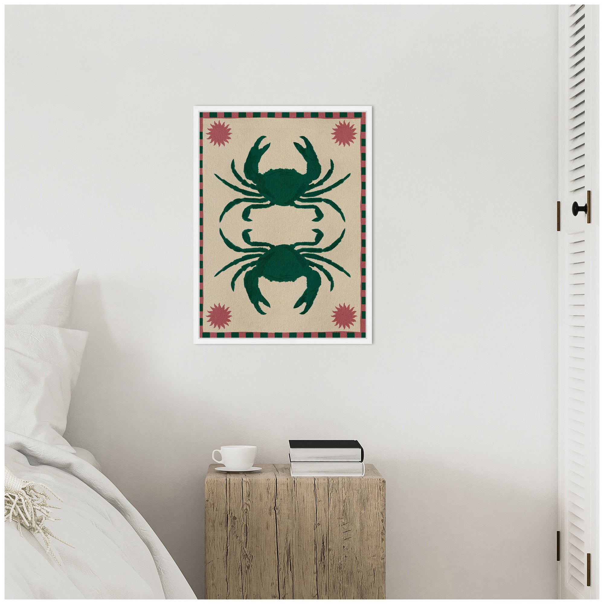 Sylvie Lush Duo 6 Crabs Framed Canvas by Shatha Al Dafai