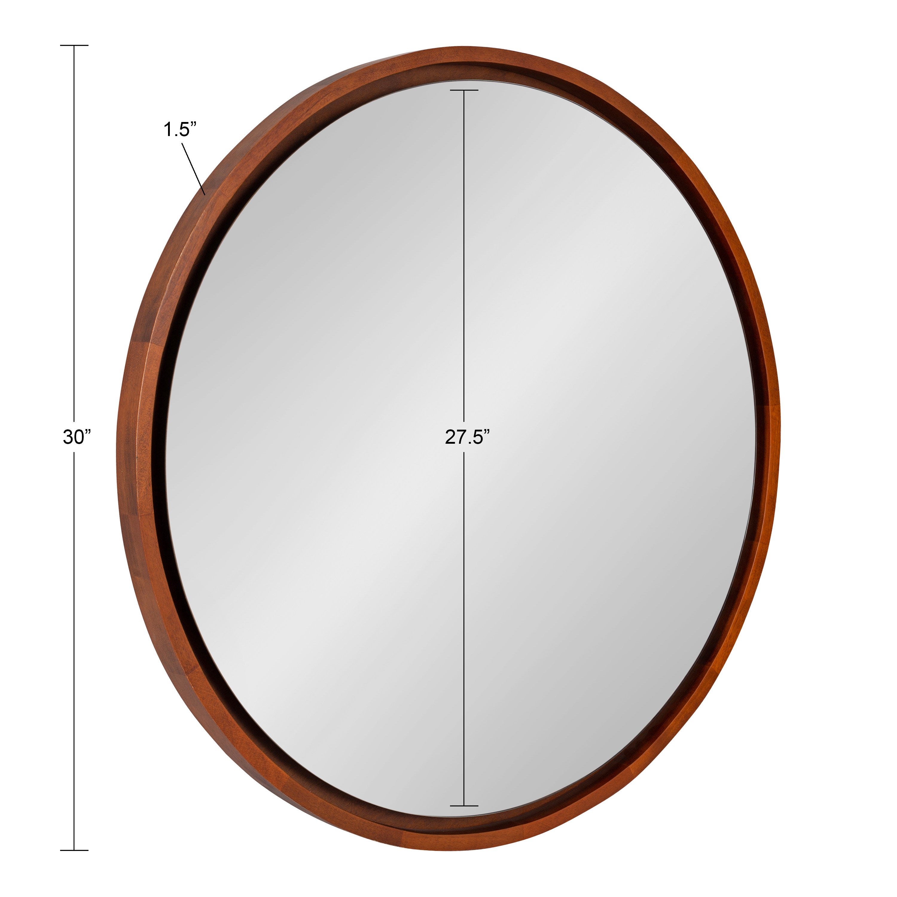 Round Mirror Walnut Brown 30" Diameter 6
