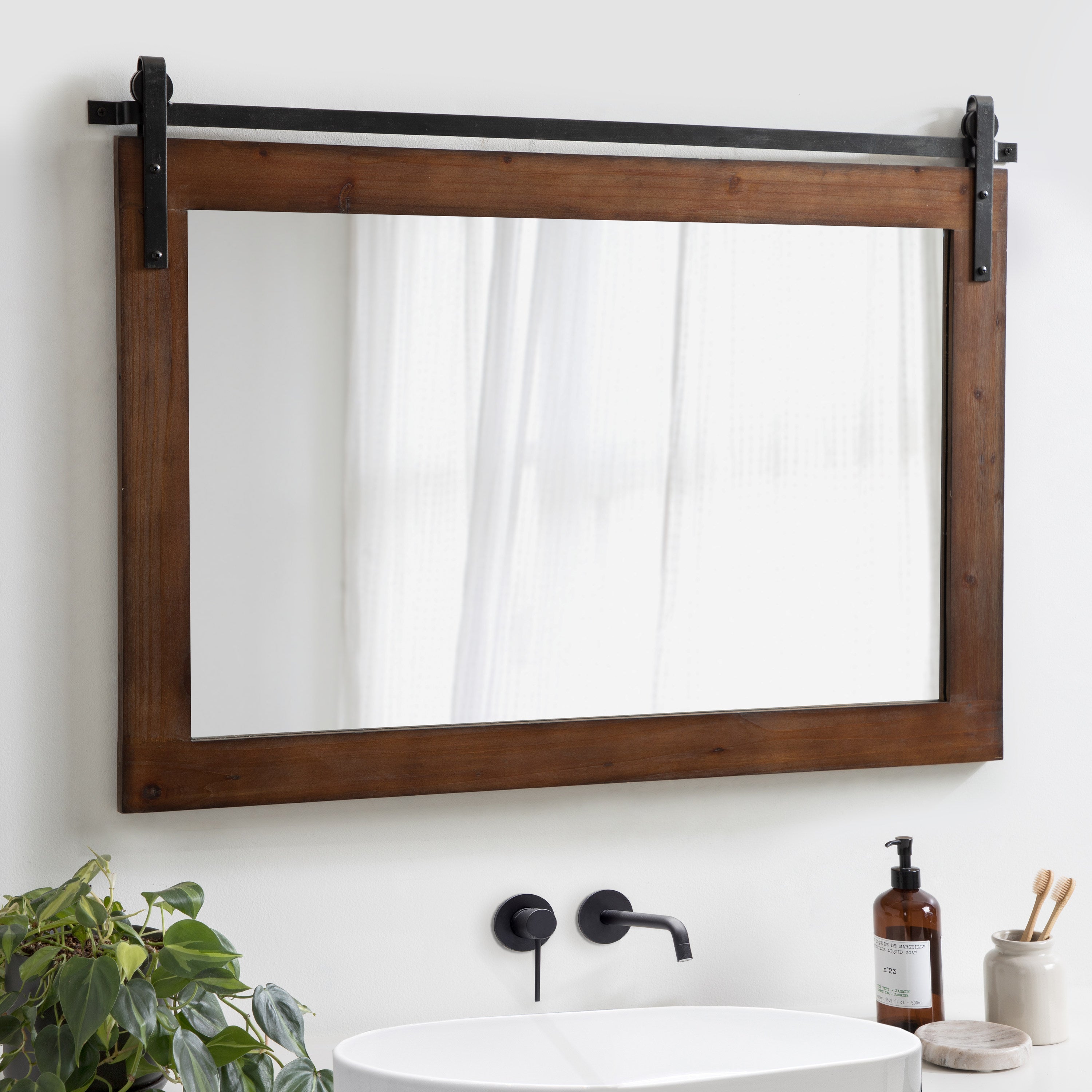 Rectangle Mirror Walnut Brown 38x27 6