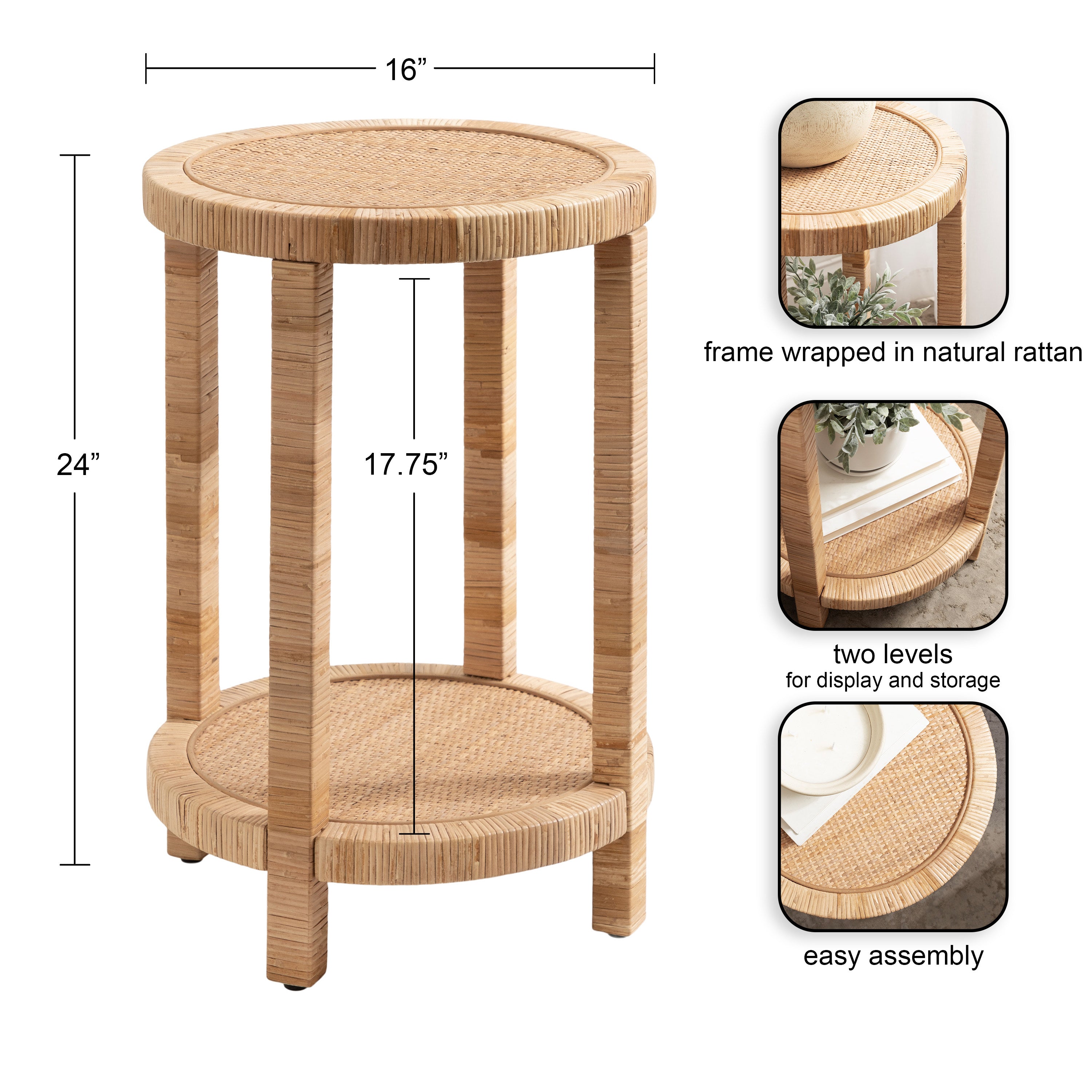 Drink Table Natural 16x16x24 2