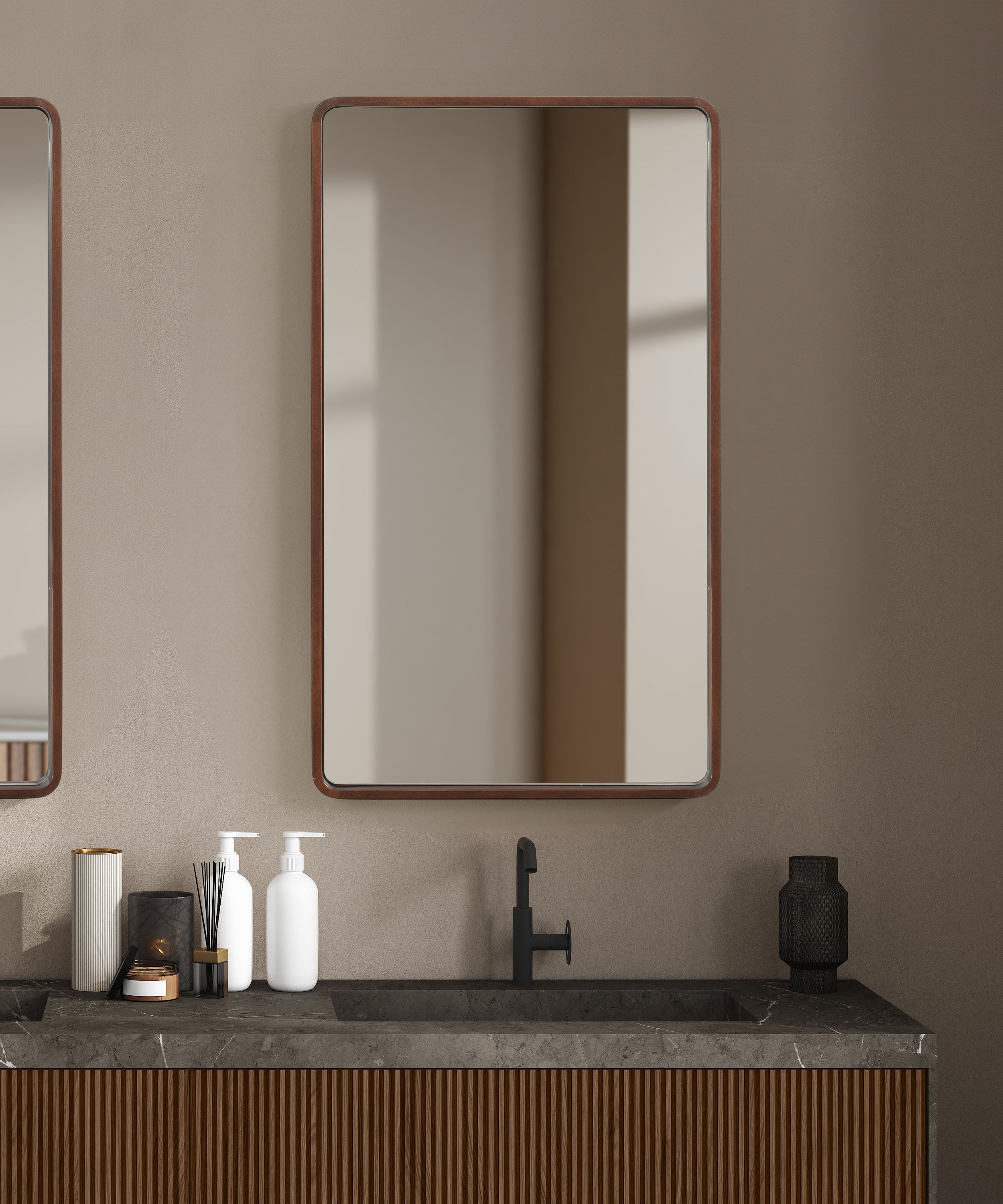 Rectangle Mirror Dark Brown 20x36 6