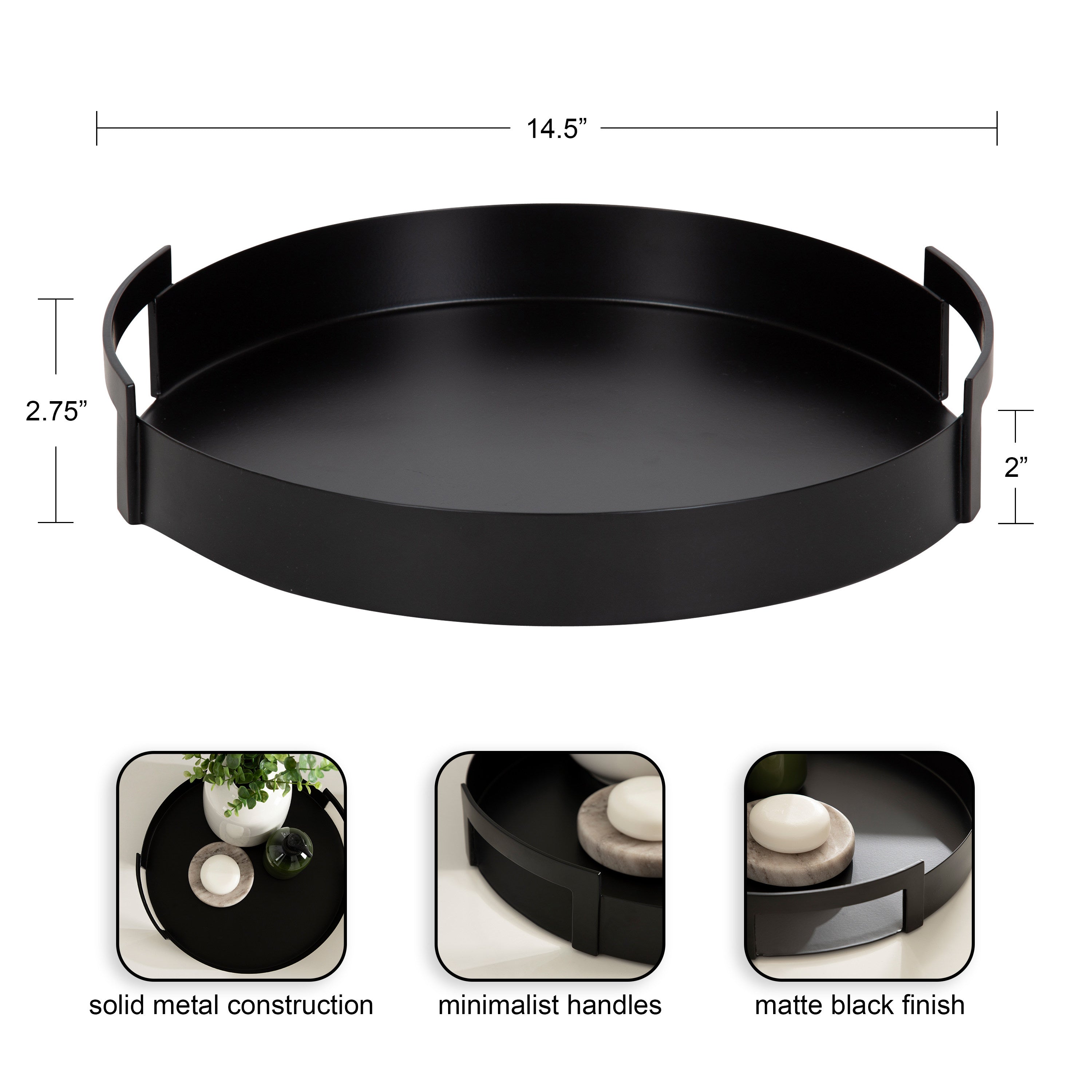 Single Tray Black 15" Diameter 2