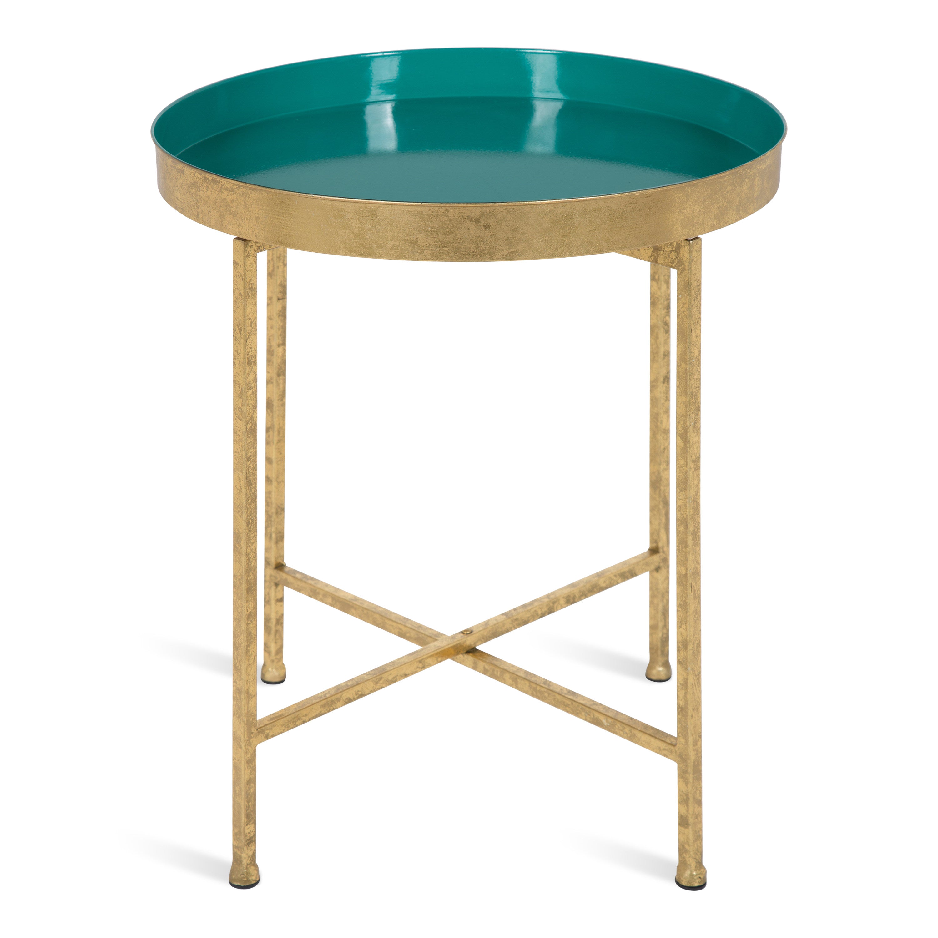 Side Table Gold Teal 18.25x18.25x22 3