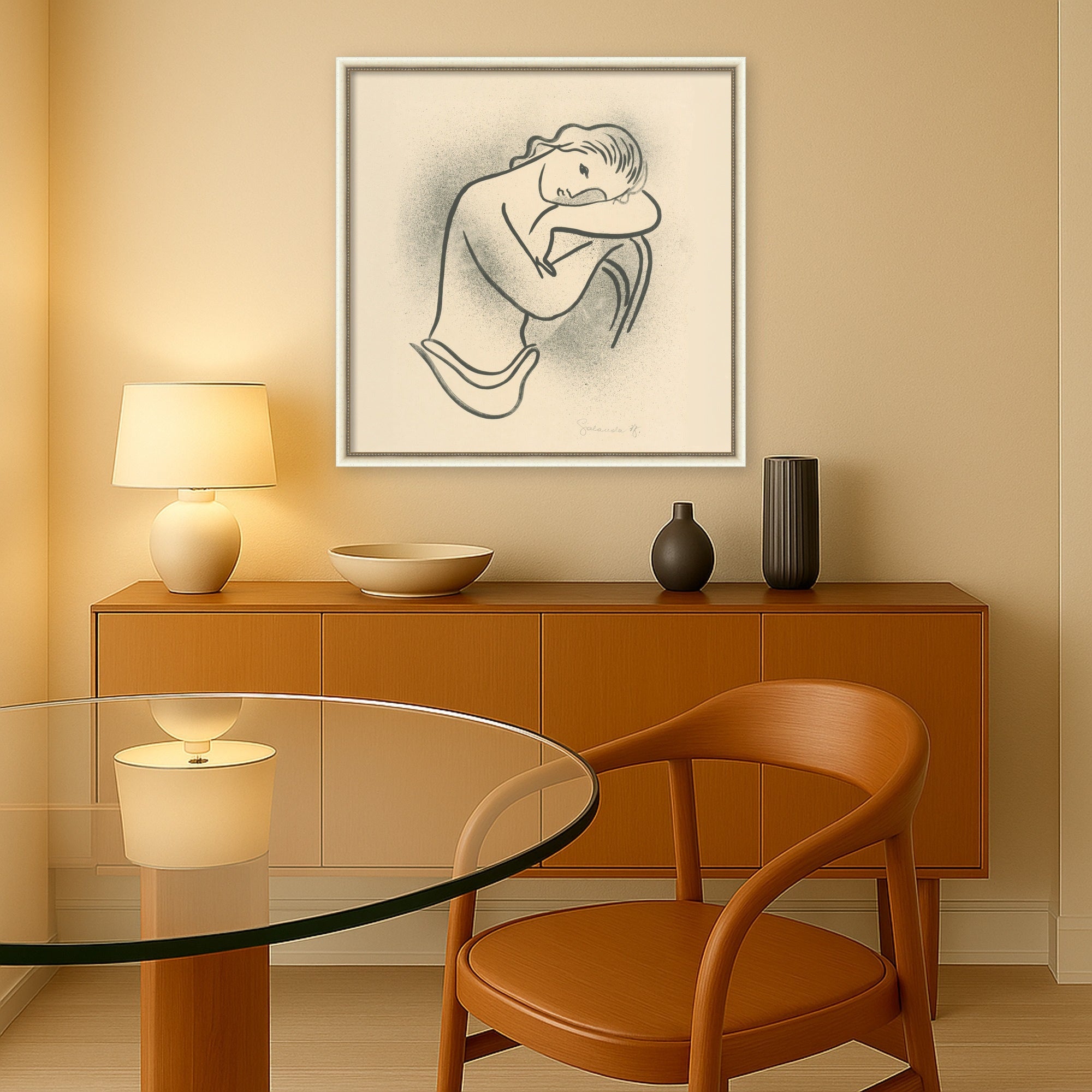 Mounted Canvas 34x34 Belmont Distress White 6