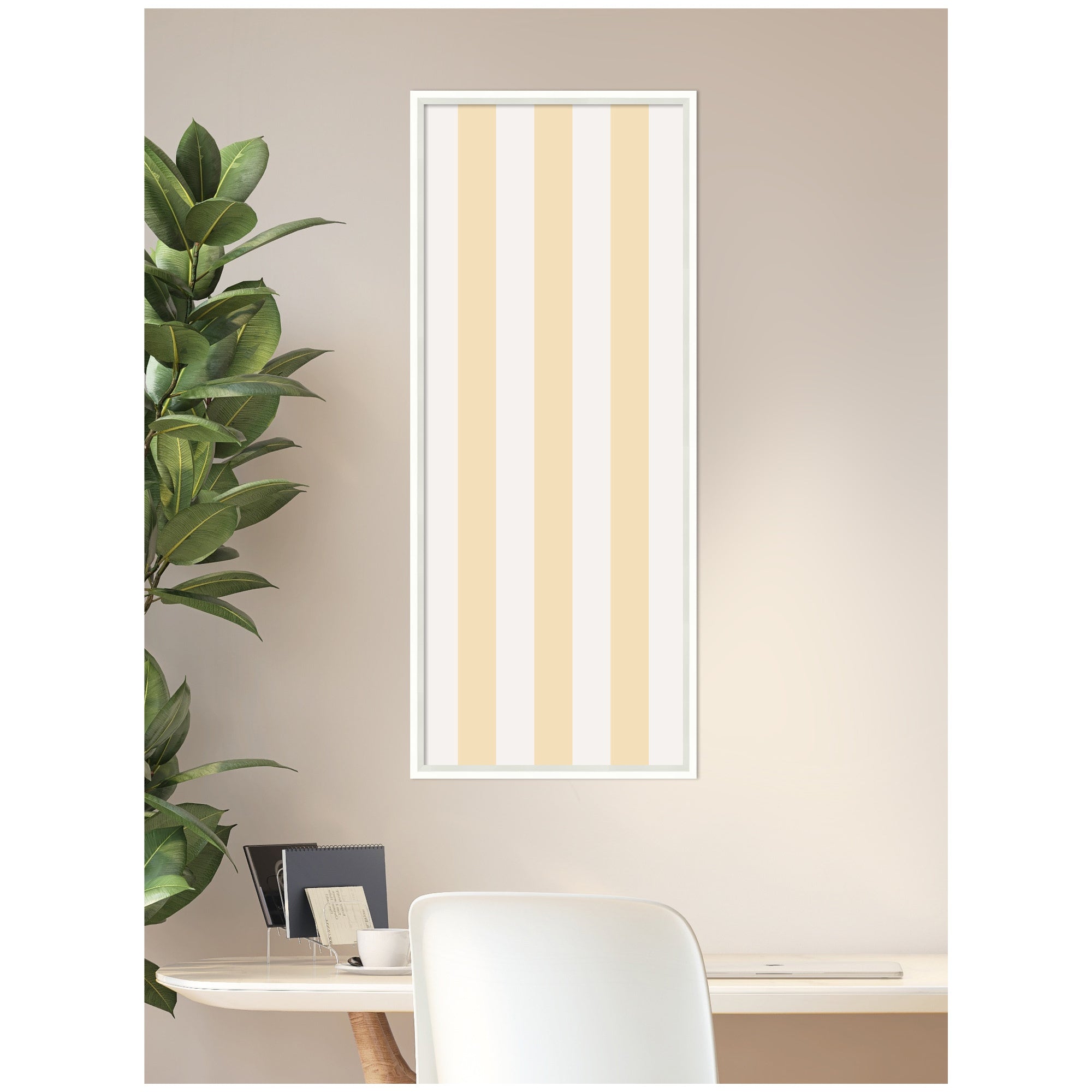 Framed Fabric Pinboard Wide Stripes Yellow Wall Organization
