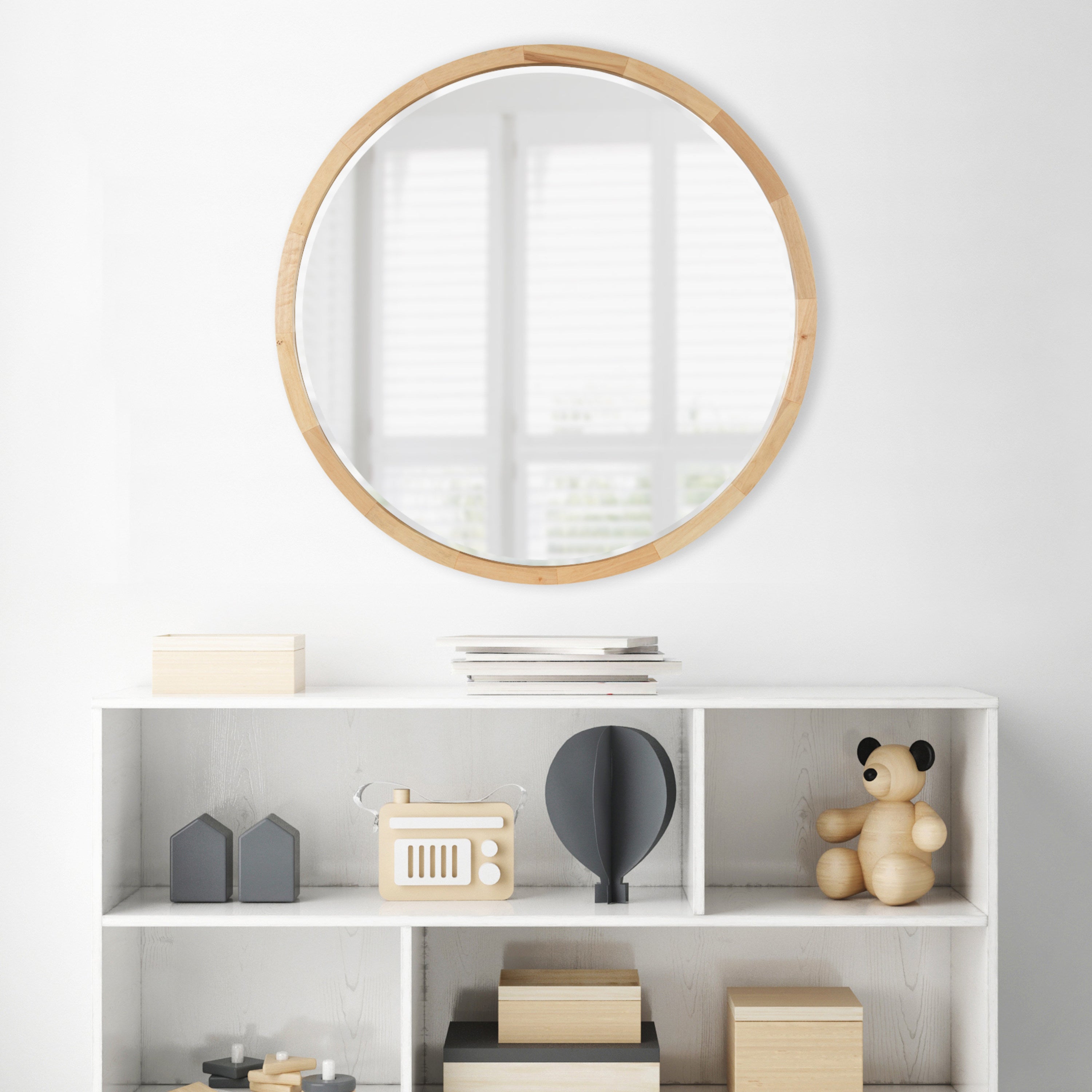 McLean Round Wood Framed Wall Mirror