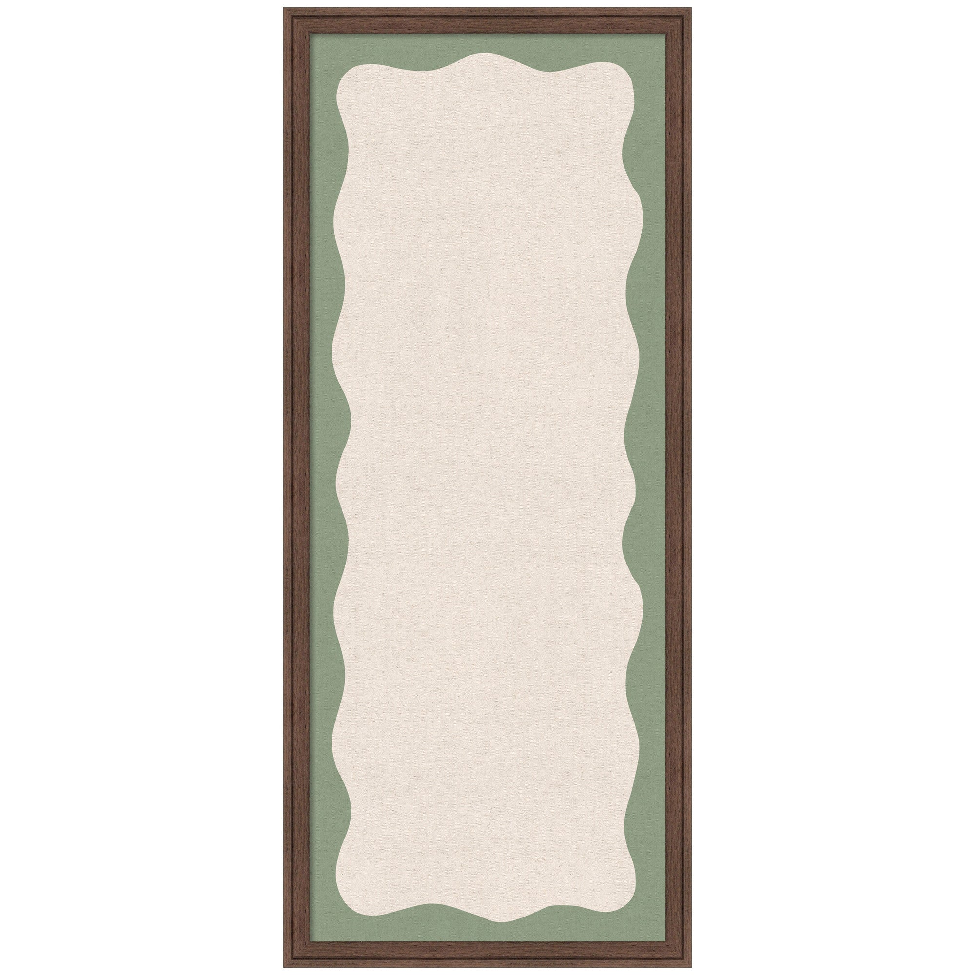 Framed Fabric Pinboard Wavy Neutral Linen and Green Wall Organization