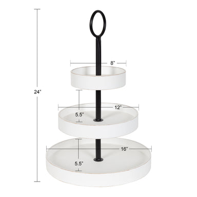 Tiered Tray Distressed White 16" Diameter 2