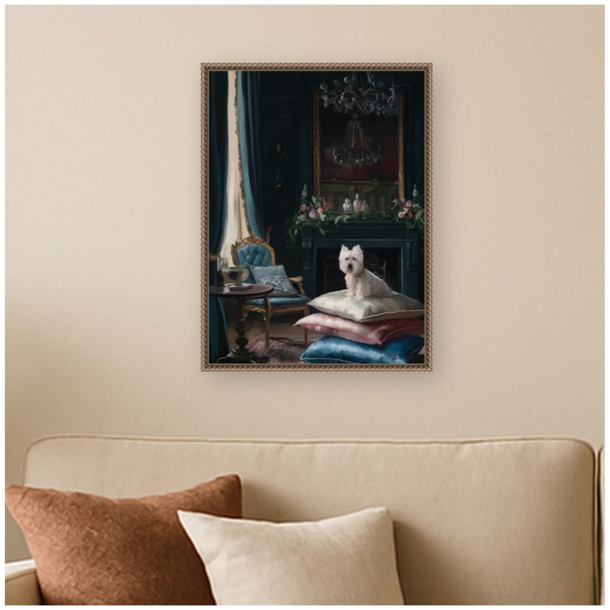 Framed Canvas 18x24 Sylvie Beaded Dark Gold 5