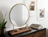 Tabletop Mirror Walnut Brown Gold 18x22 7