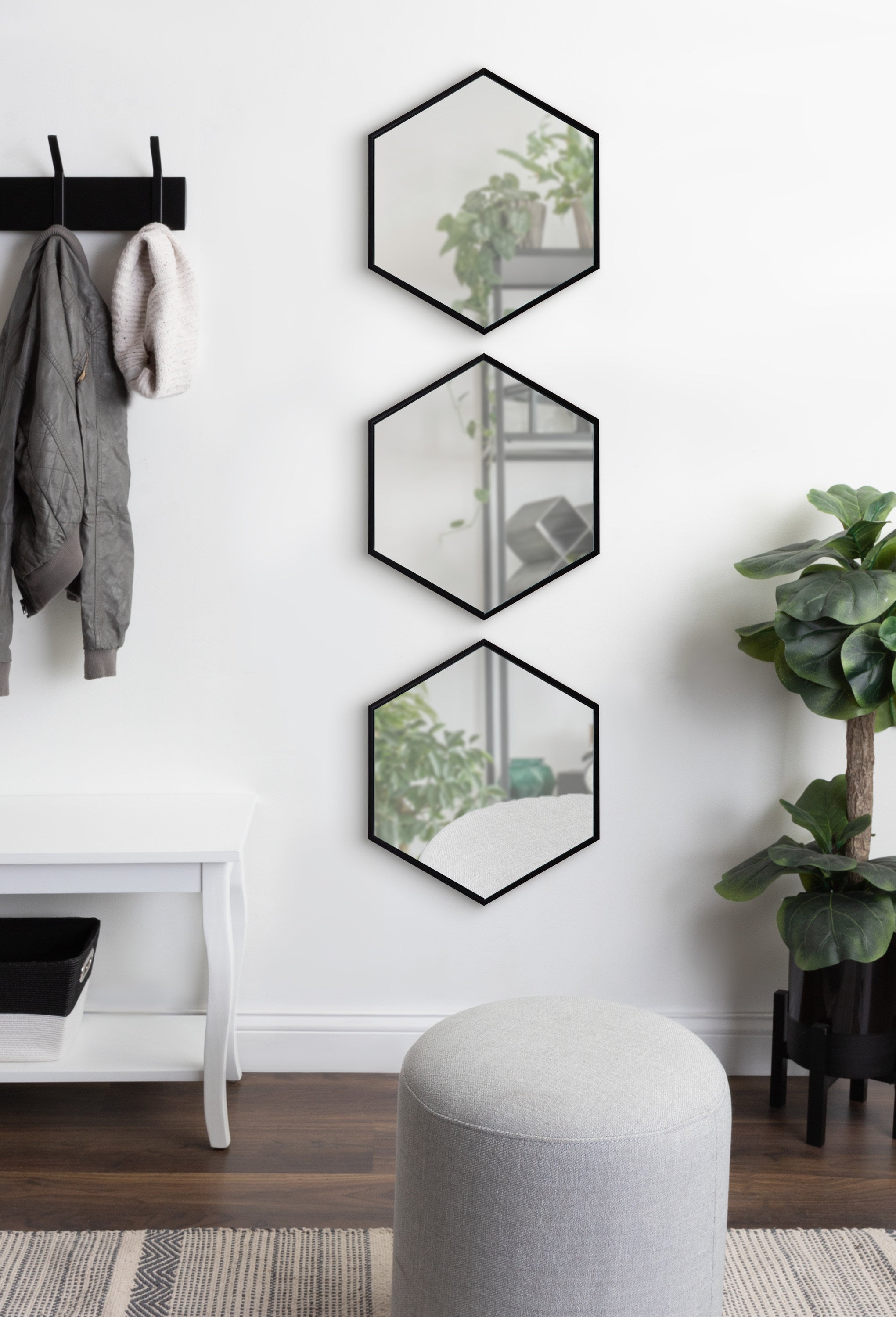 Mirror Set Black 3 Piece 14x16 7