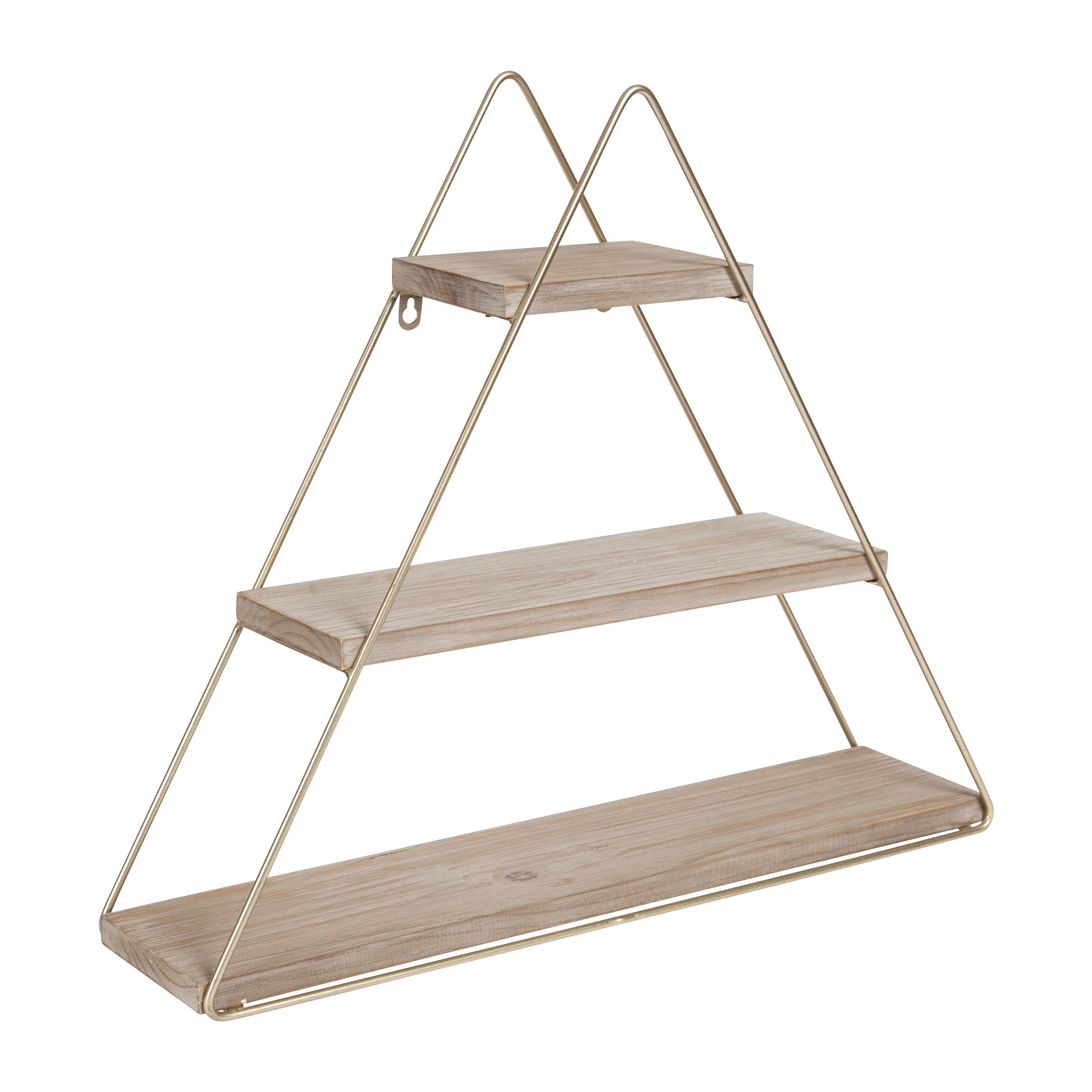 Accent Shelf Rustic Brown Gold 3 Shelves 1