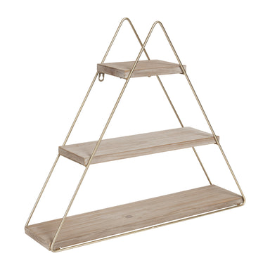 Accent Shelf Rustic Brown Gold 3 Shelves 1