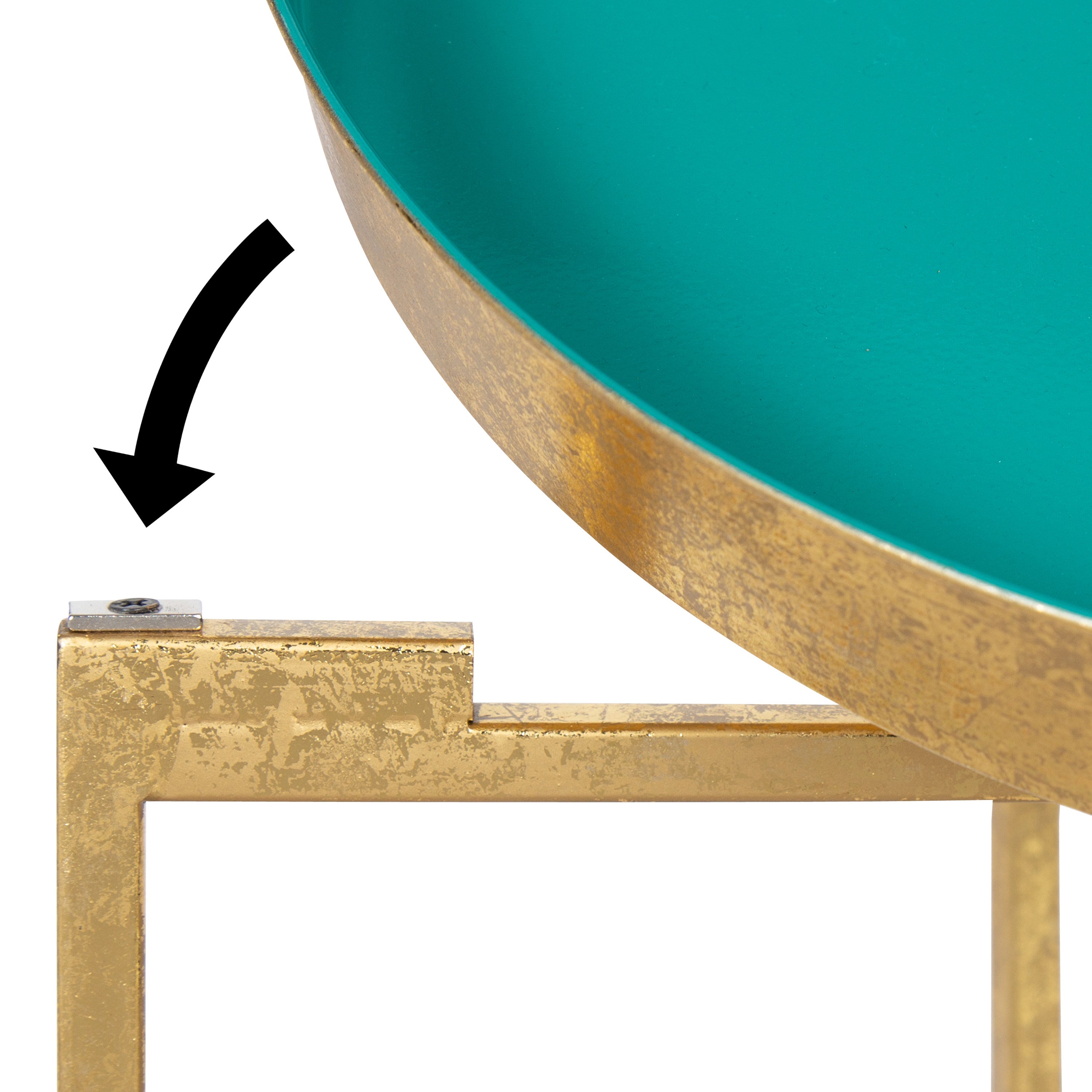 Side Table Gold Teal 18.25x18.25x22 5