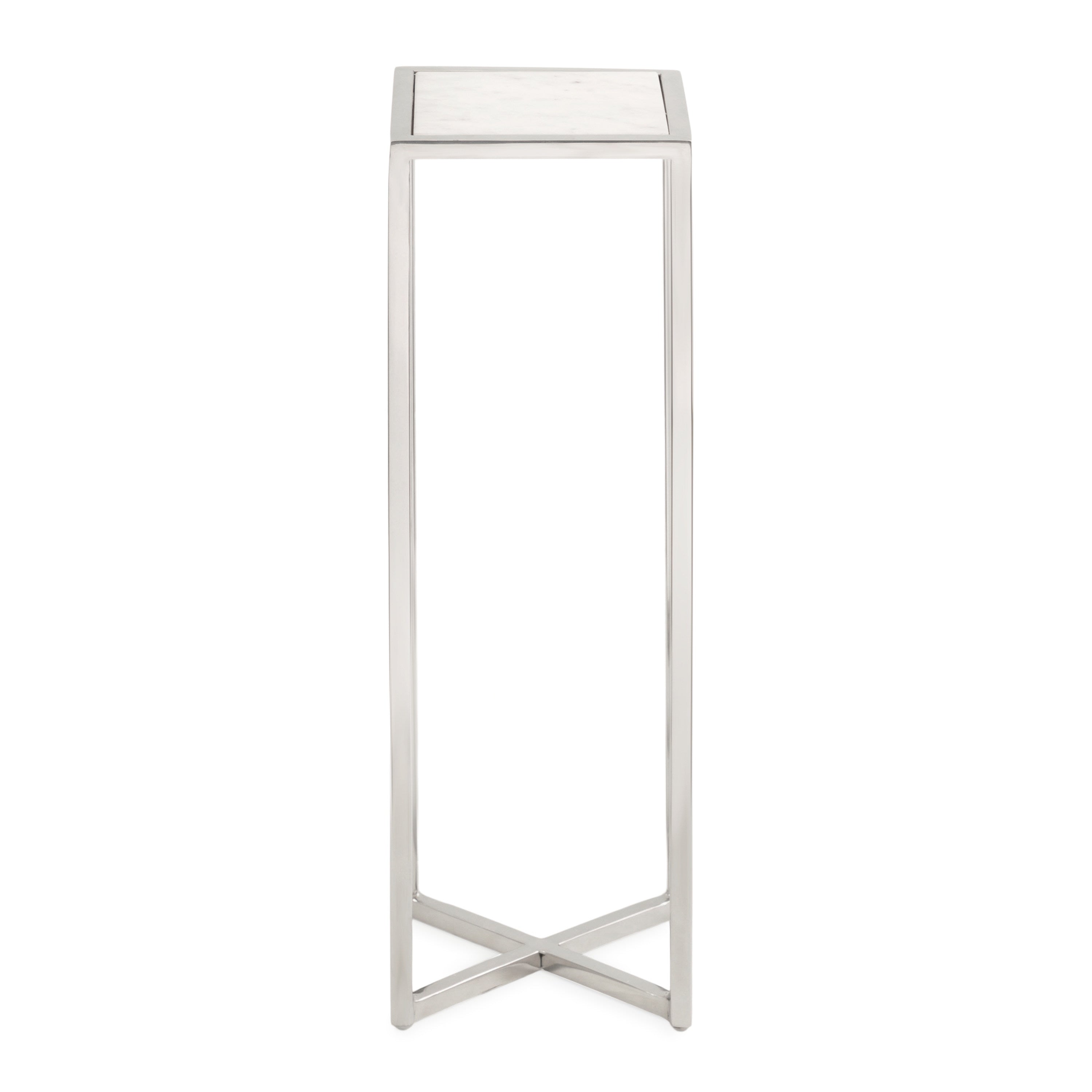 Drink Table White Silver 7x7x21 4