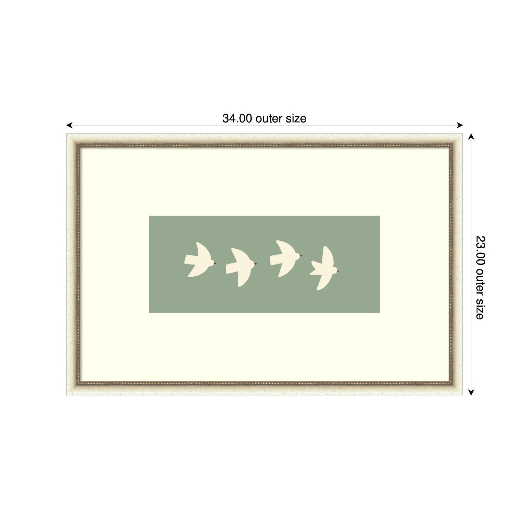 Minimalist Birds Panel 4 Green by Laura Moss Framed Wall Art Print