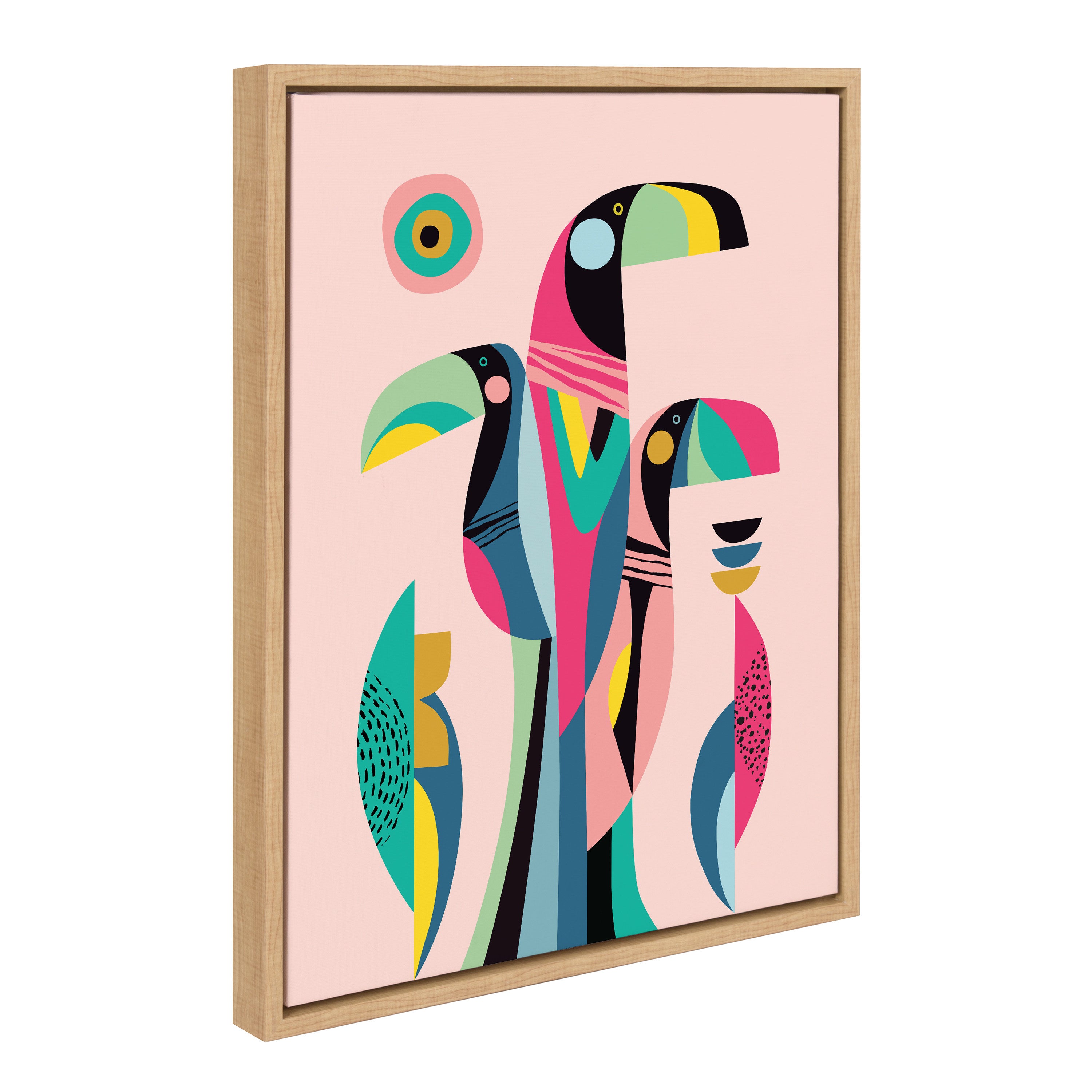 Sylvie Mid Century Modern Tropical Toucan Framed Canvas by Rachel Lee of My Dream Wall