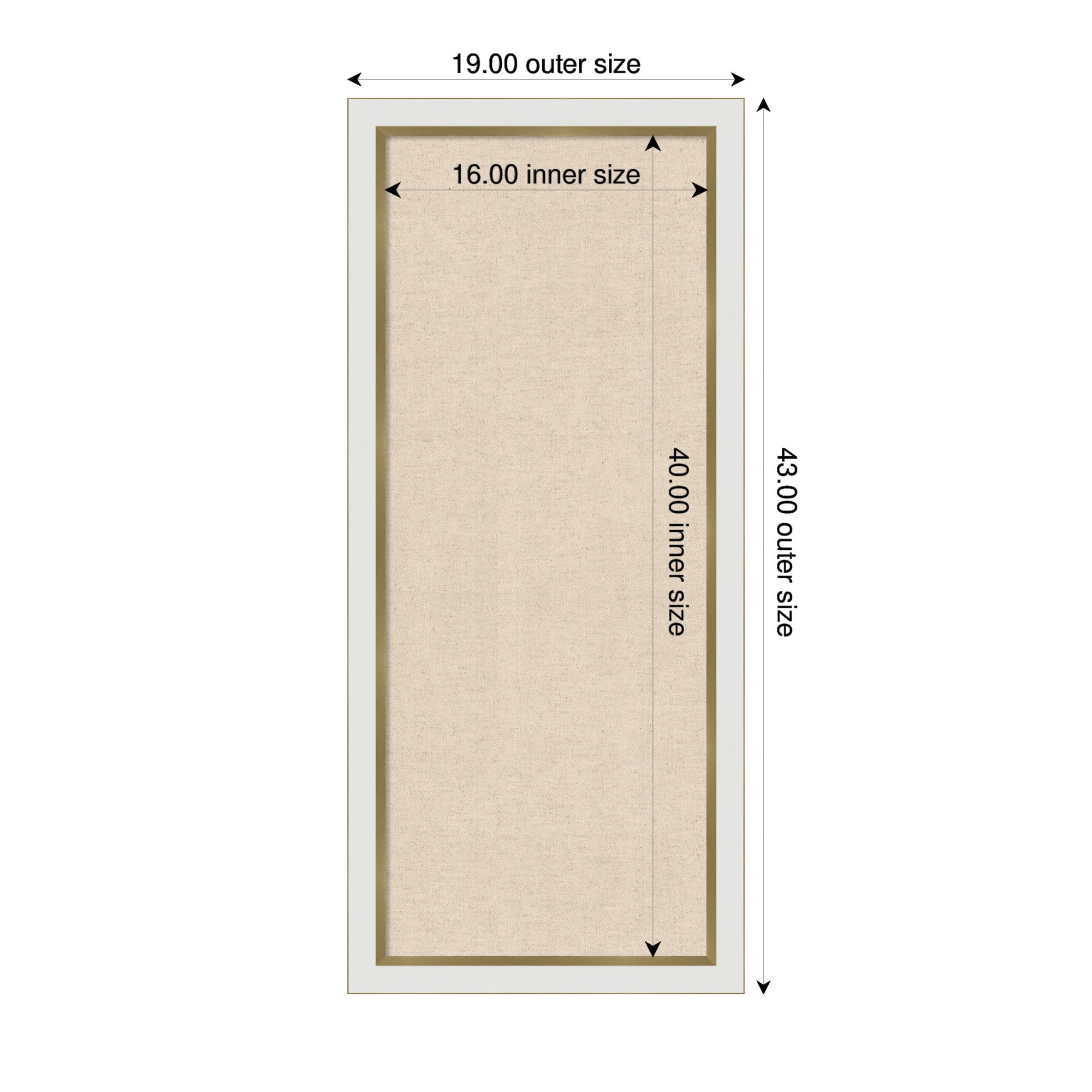 Pinboard 19x43 Eva White Gold Narrow 2