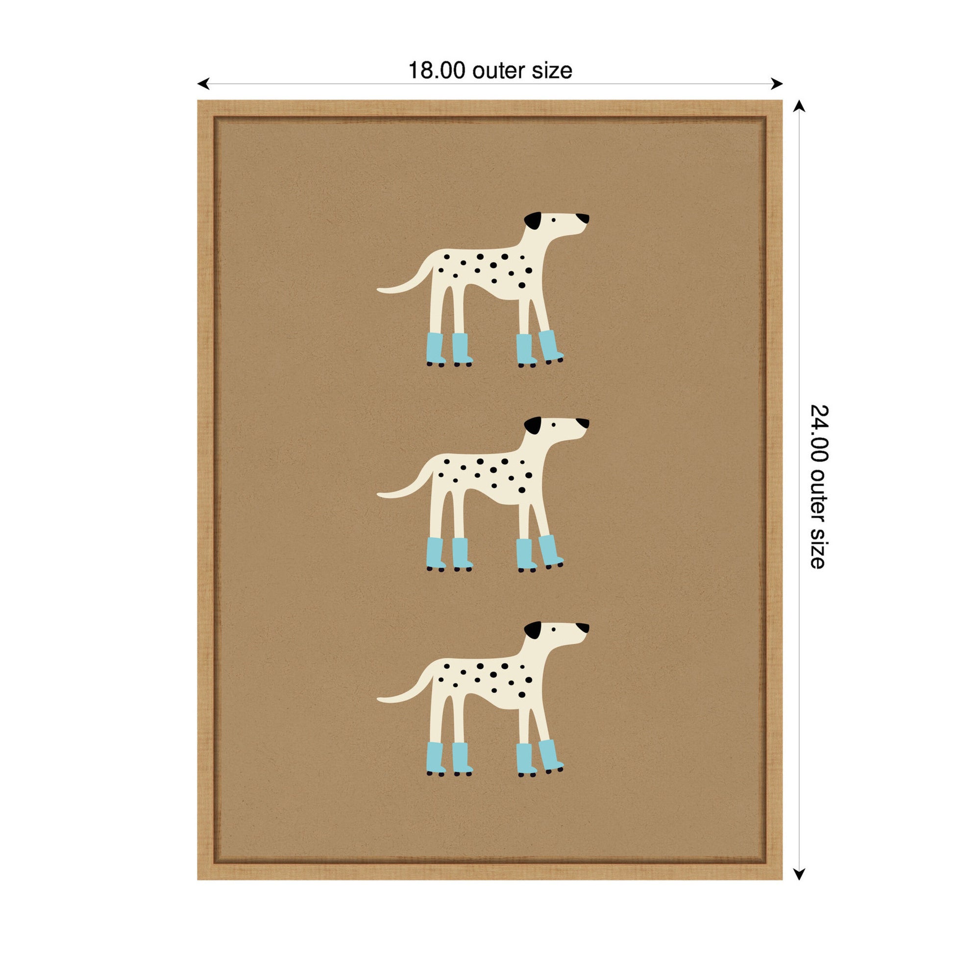 Playful Roller Skating Dalmatians by Laura Moss Framed Canvas Wall Art Print
