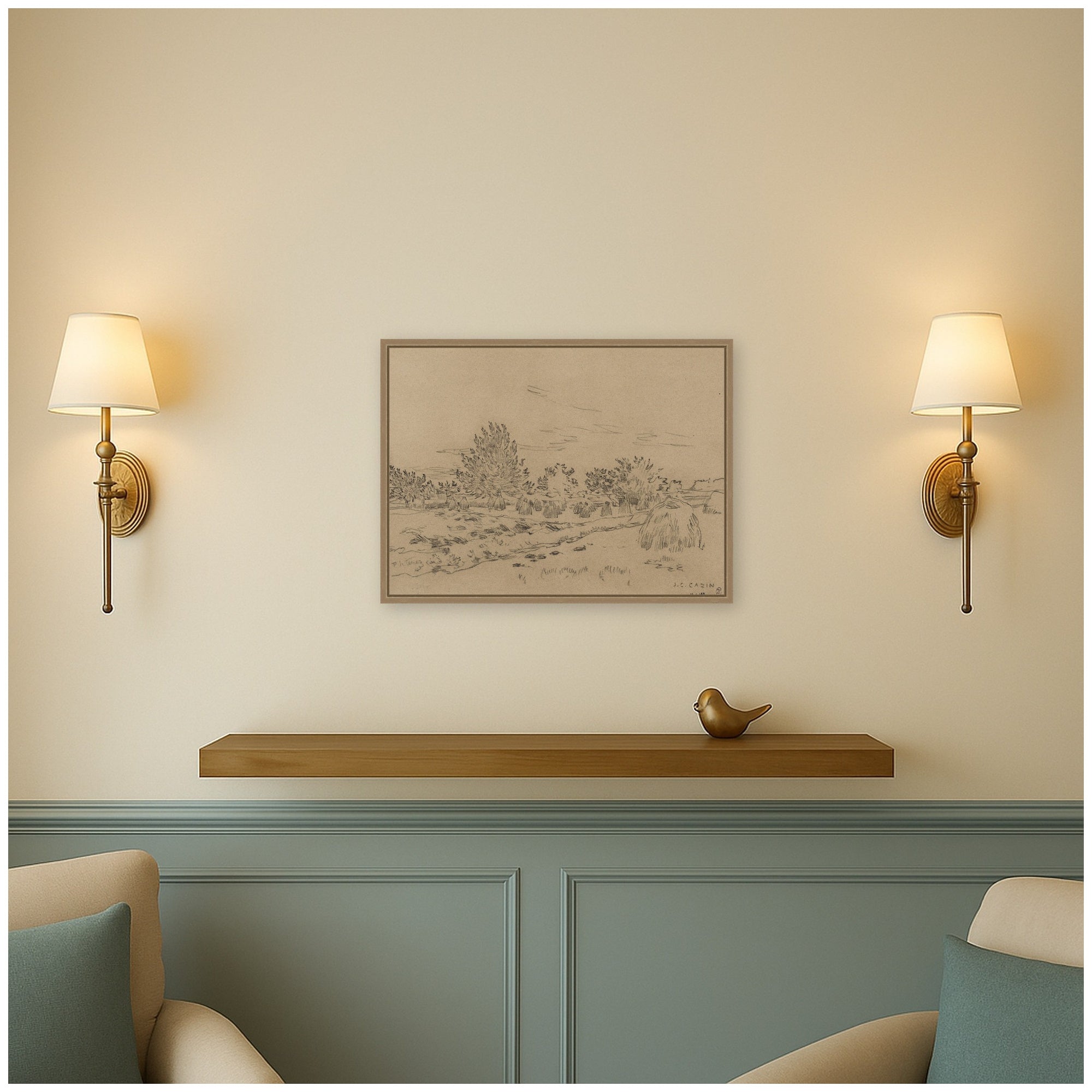 Framed Canvas 24x18 Sylvie Dark Gold 6