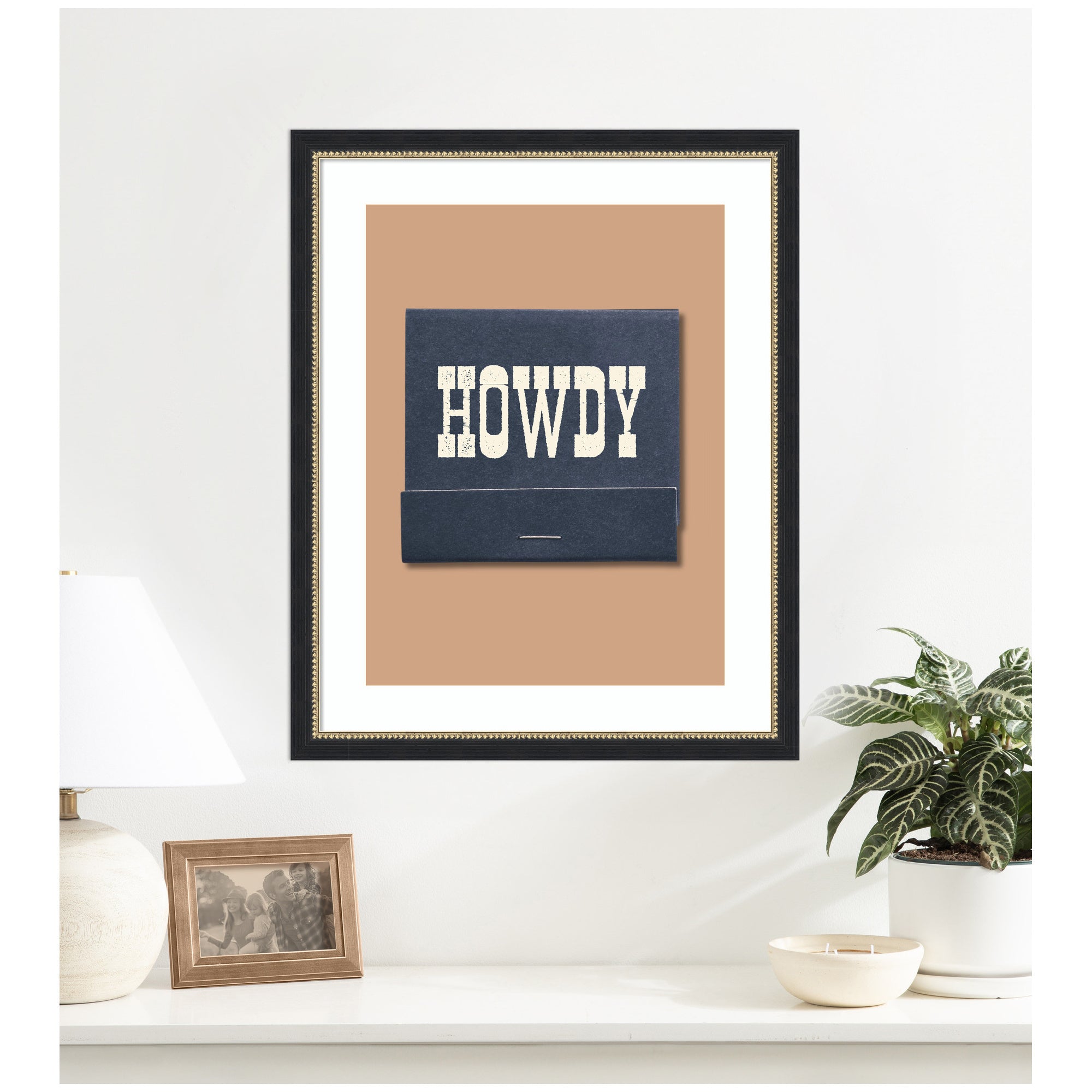 Howdy Matchbook Blue by Megan Ryan Framed Wall Art Print
