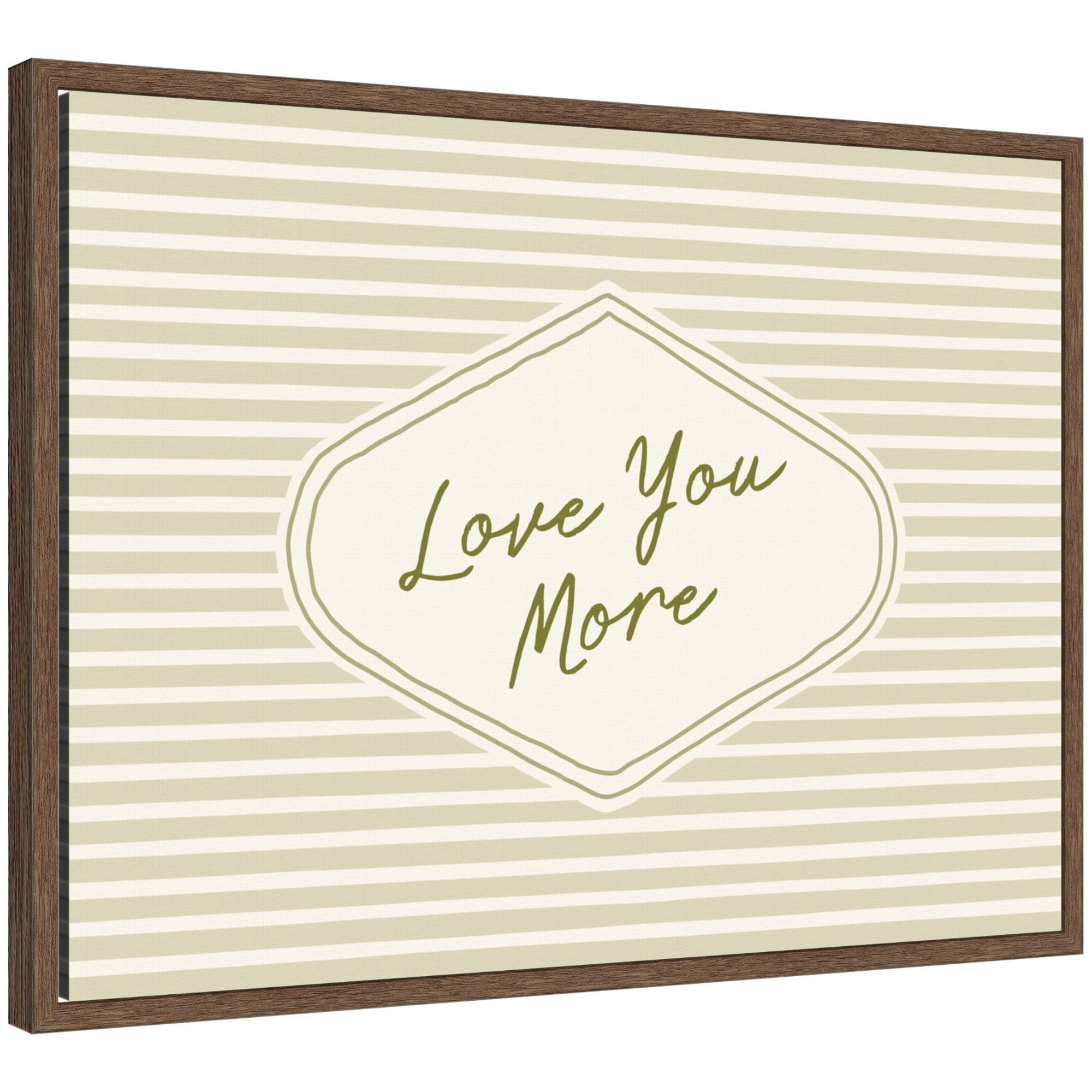 Retro Love You More Sage Green Striped by Lucky Guava Framed Canvas Wall Art Print