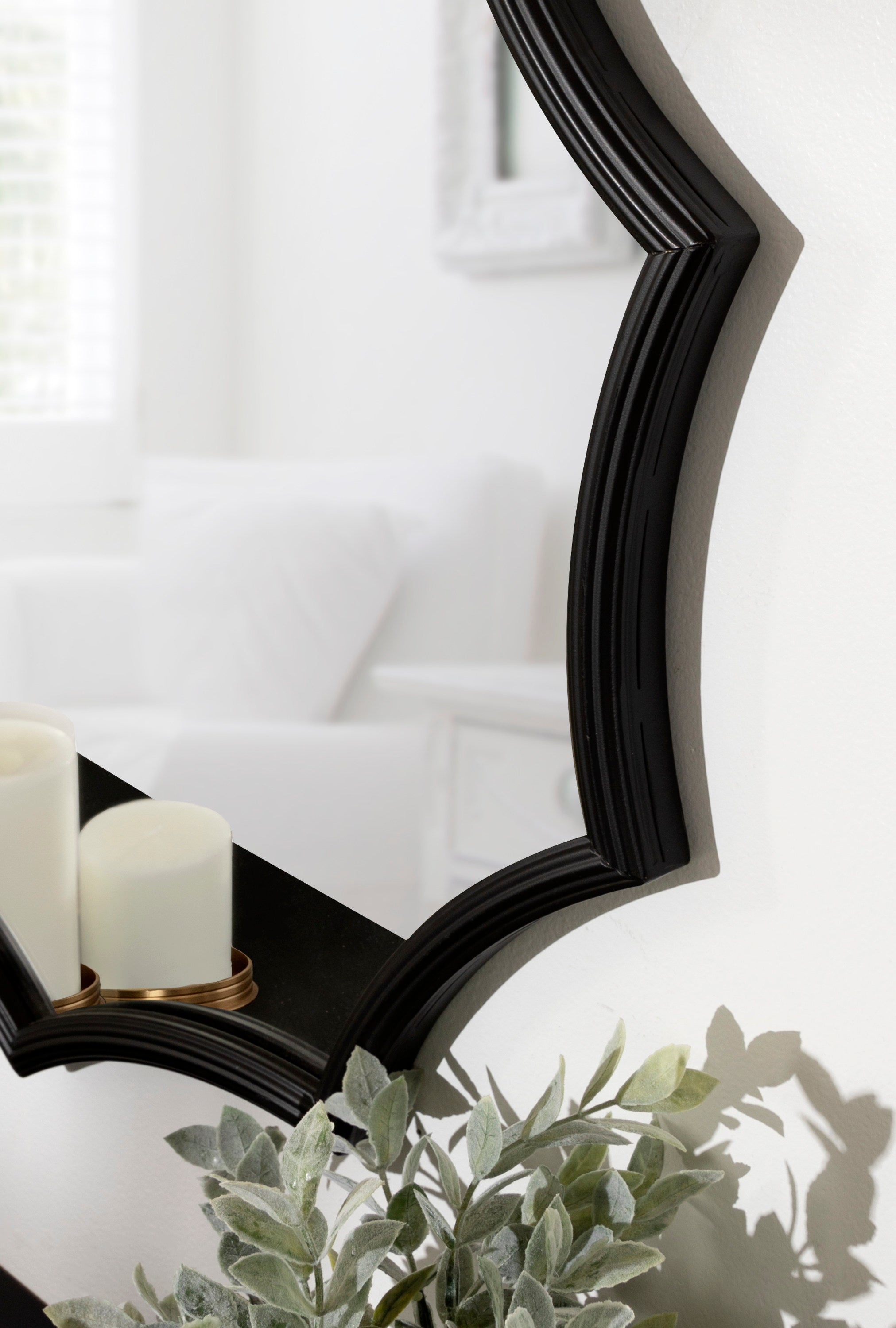 Lalina Scalloped Round Framed Accent Mirror